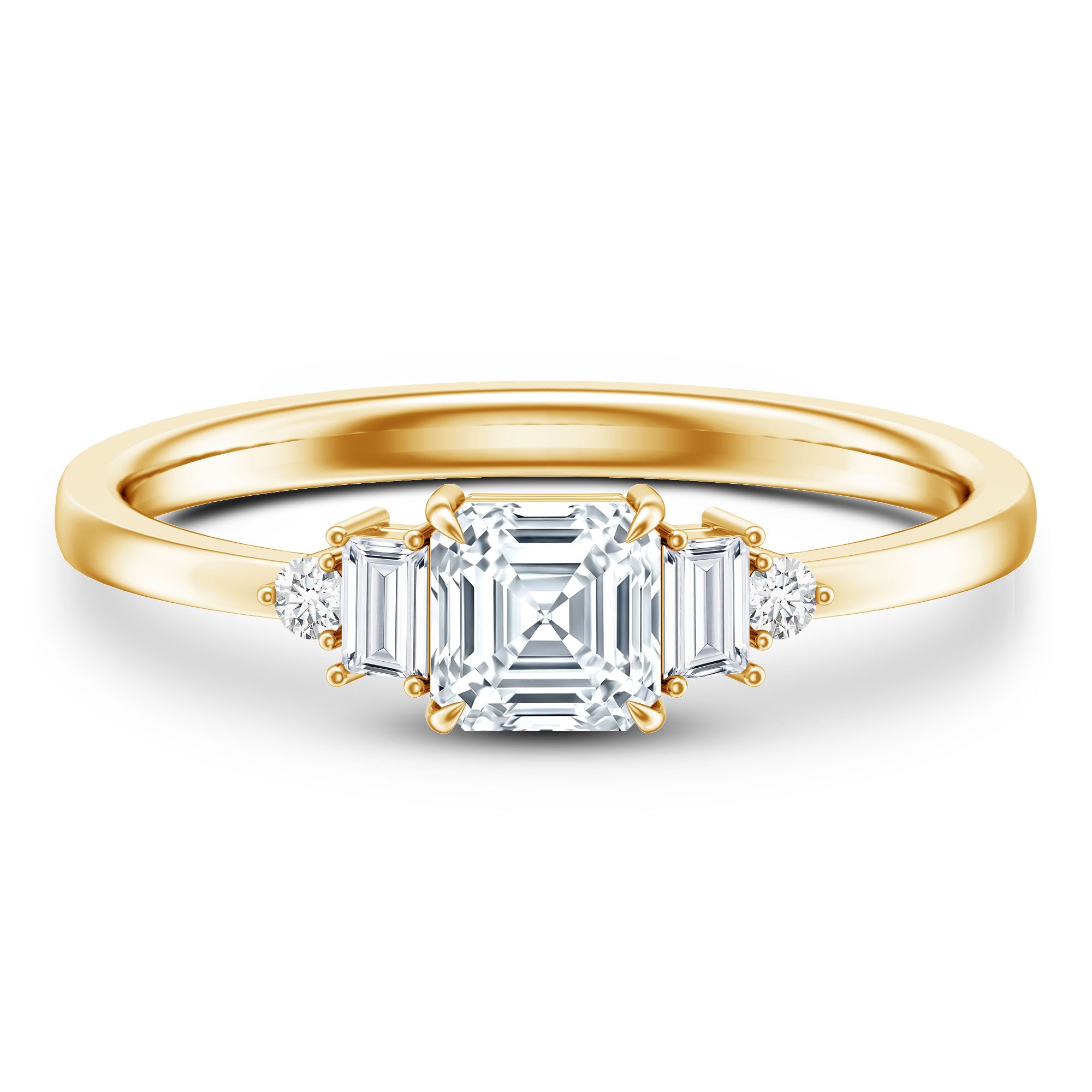 Certified 0.7 Carat Lab Grown Diamond Asscher Cut Engagement Ring Lab - ( EF-VS ) - Rosec Jewels