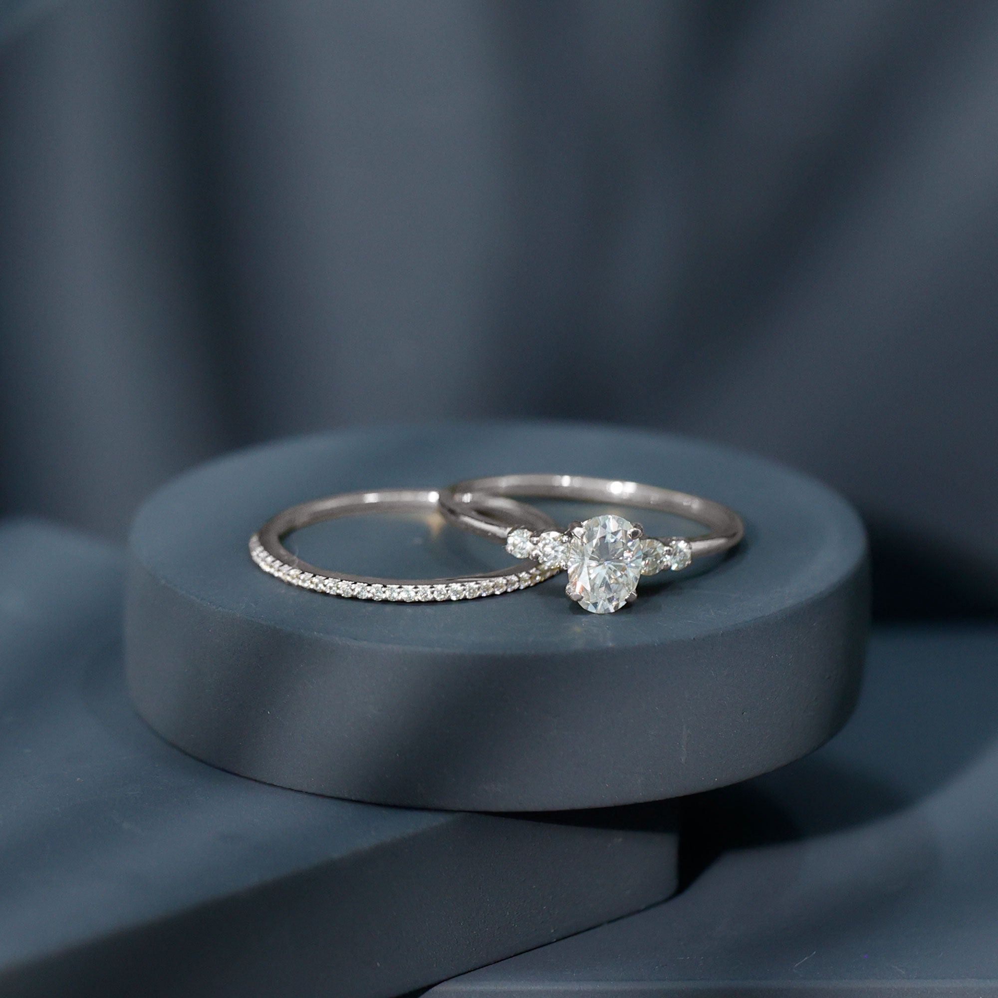 IGI Certified 1 Carat Lab Grown Diamond Engagement Ring with Wedding Band Lab - ( E-VS1 ) - Rosec Jewels