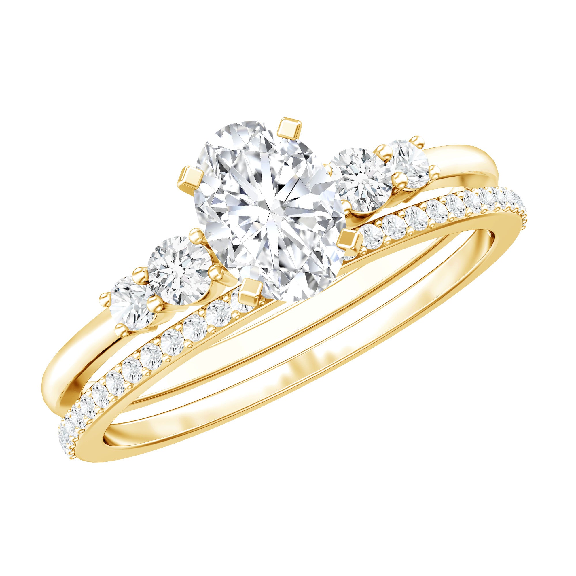 IGI Certified Lab Grown Diamond Engagement Ring with Wedding Band Lab - ( EF-VS ) - Rosec Jewels