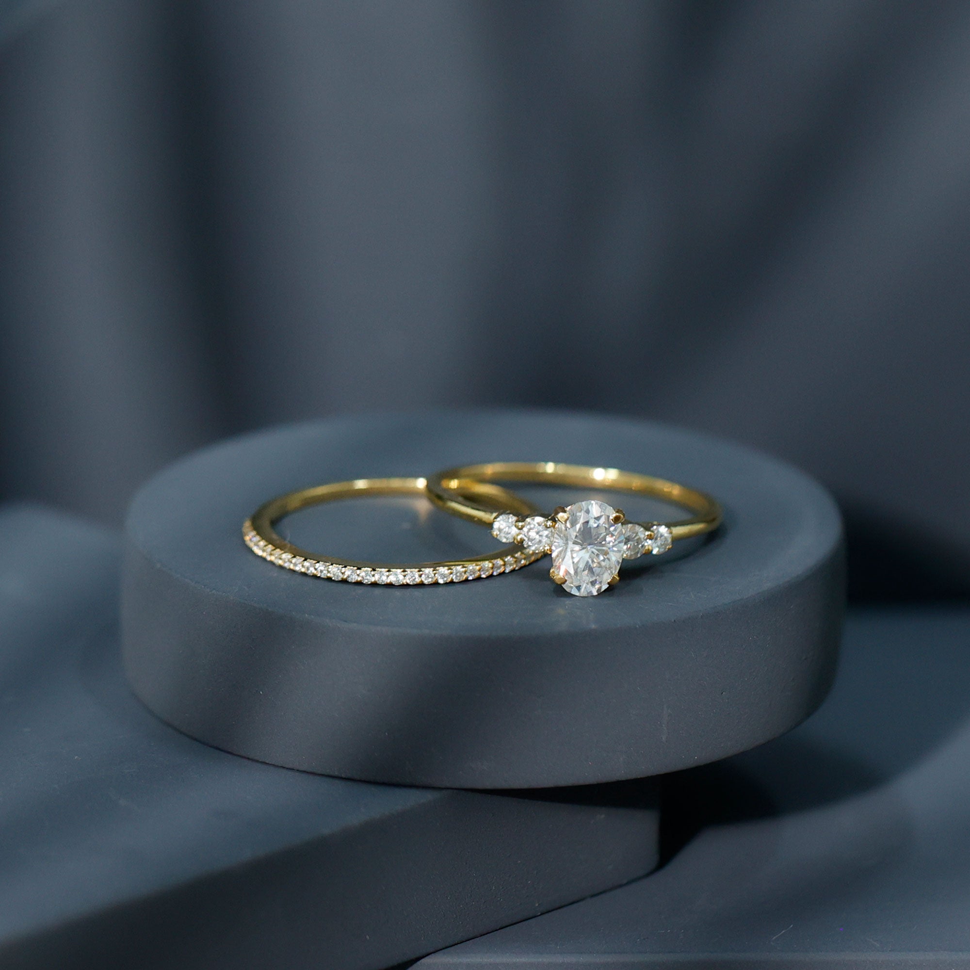 IGI Certified 1 Carat Lab Grown Diamond Engagement Ring with Wedding Band Lab - ( E-VS1 ) - Rosec Jewels