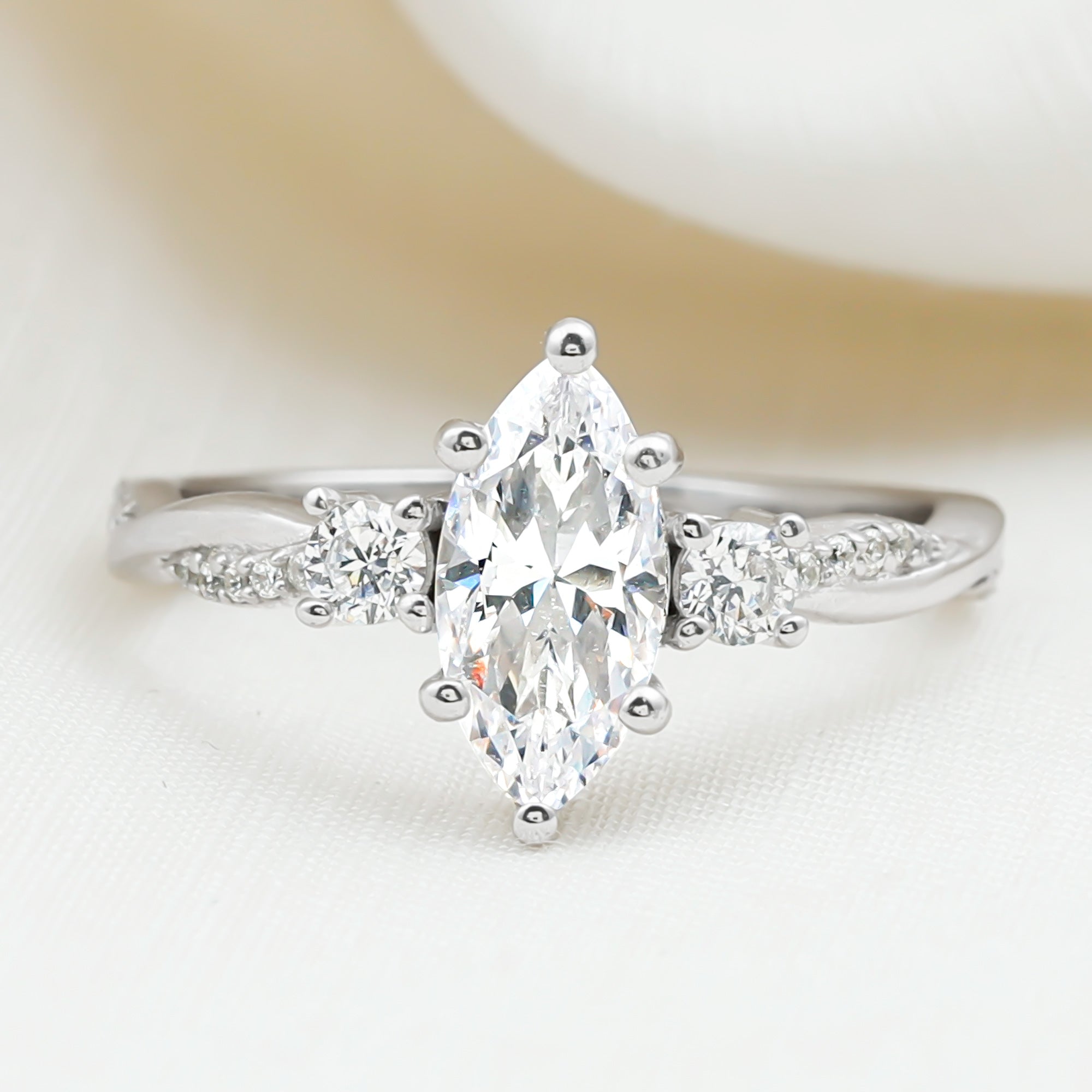 1 Carat Marquise Cut Lab Grown Diamond Designer Engagement Ring IGI Certified Lab - ( E-VS1 ) - Rosec Jewels
