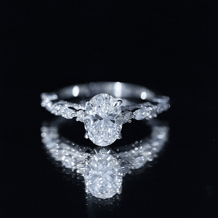 2 Carat Oval Lab Grown Diamond Engagement Ring with IGI Certificate Lab - ( E-VS1 ) - Rosec Jewels