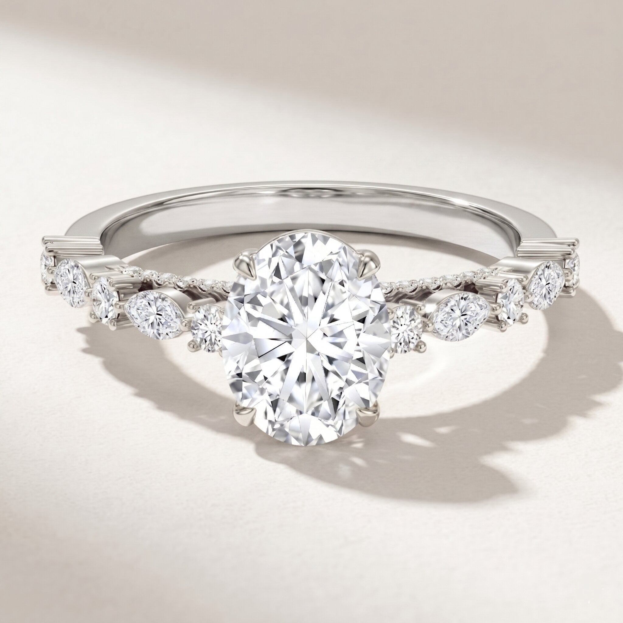 2 Carat Oval Lab Grown Diamond Engagement Ring with IGI Certificate Lab - ( EF-VS ) - Rosec Jewels