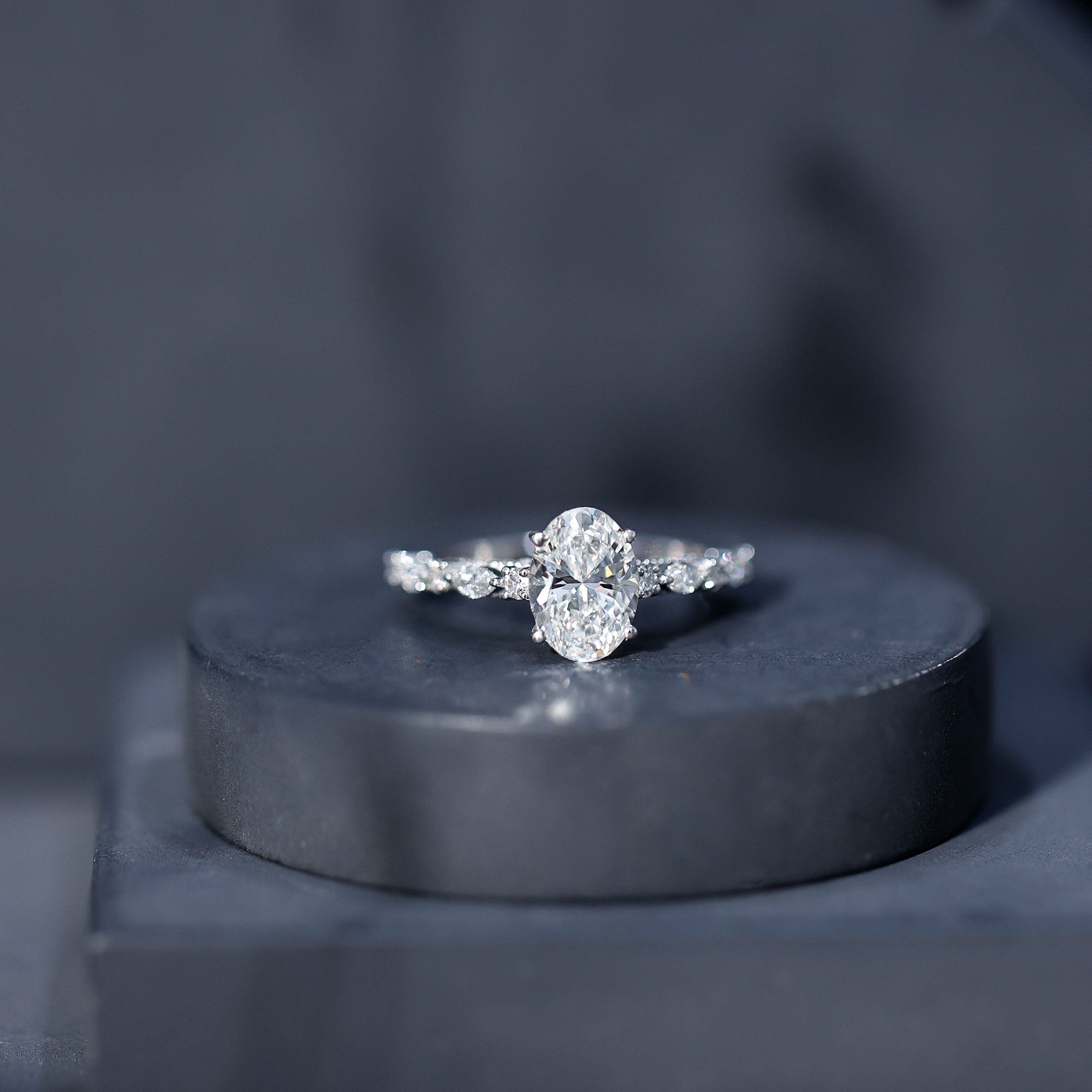2 Carat Oval Lab Grown Diamond Engagement Ring with IGI Certificate Lab - ( E-VS1 ) - Rosec Jewels