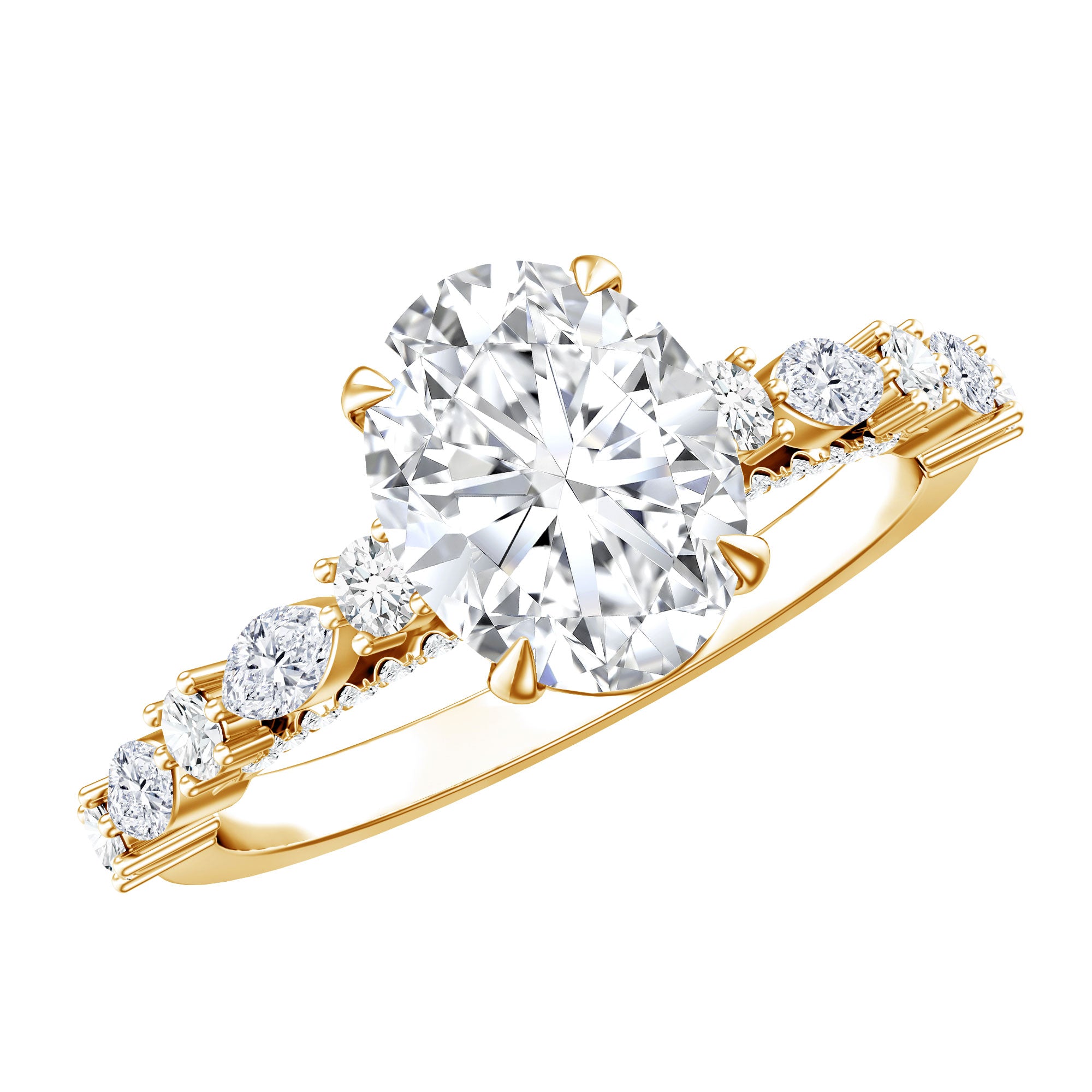 2 Carat Oval Lab Grown Diamond Engagement Ring with IGI Certificate Lab - ( E-VS1 ) - Rosec Jewels