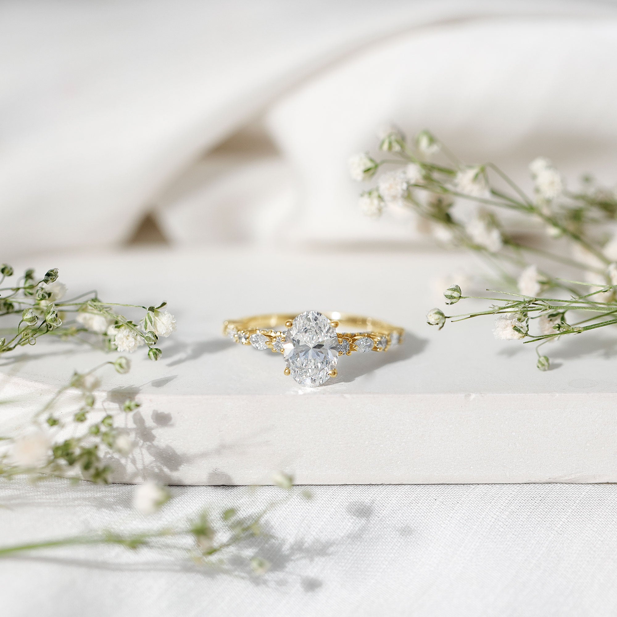 2 Carat Oval Lab Grown Diamond Engagement Ring with IGI Certificate Lab - ( E-VS1 ) - Rosec Jewels