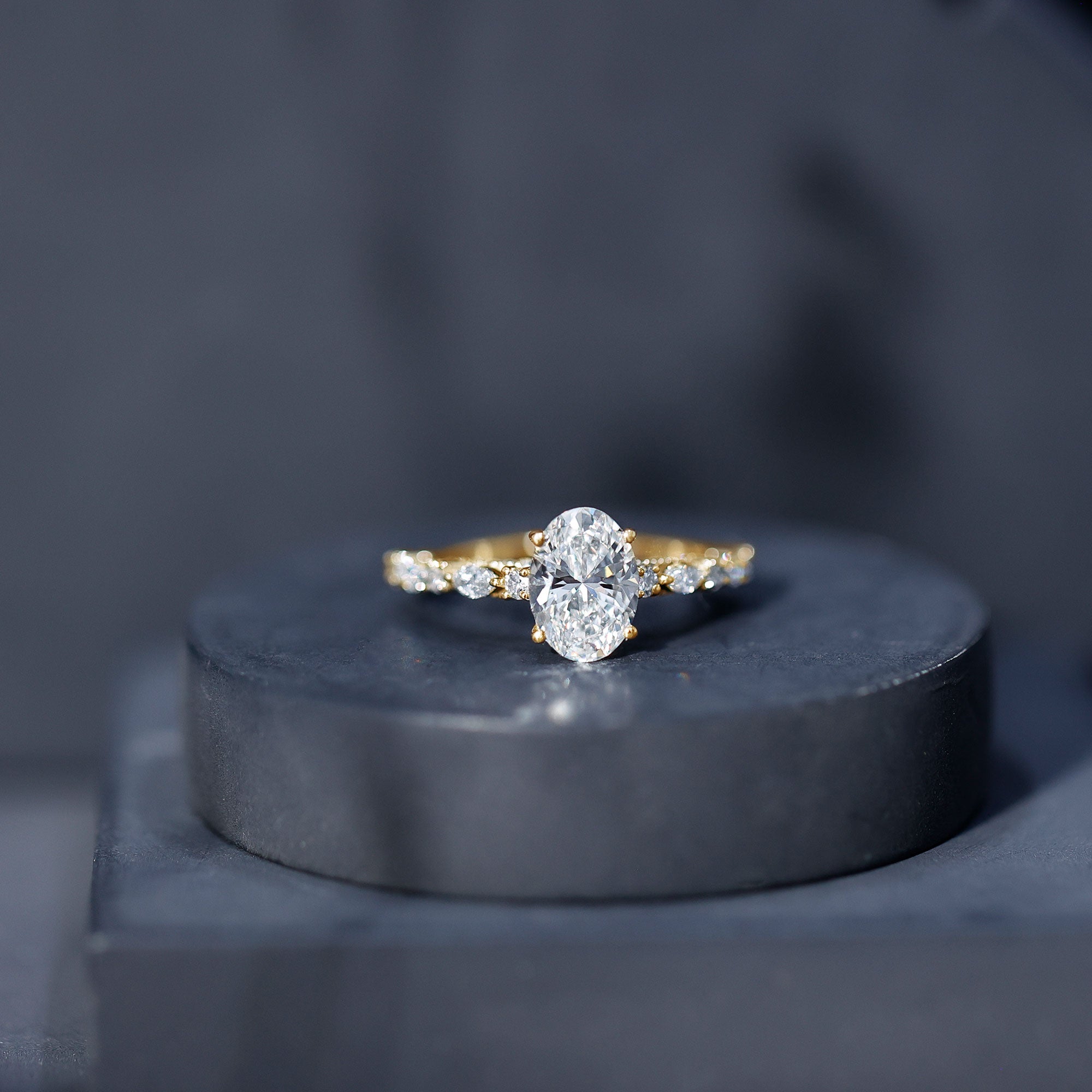 2 Carat Oval Lab Grown Diamond Engagement Ring with IGI Certificate Lab - ( E-VS1 ) - Rosec Jewels