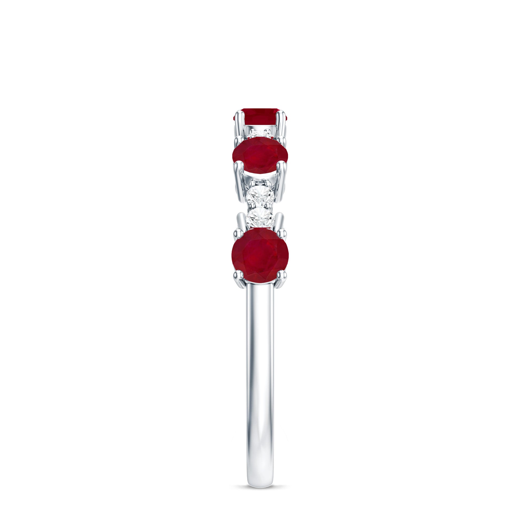 Real Ruby Diamond Half Eternity Ring for Anniversary AAA - Rosec Jewels