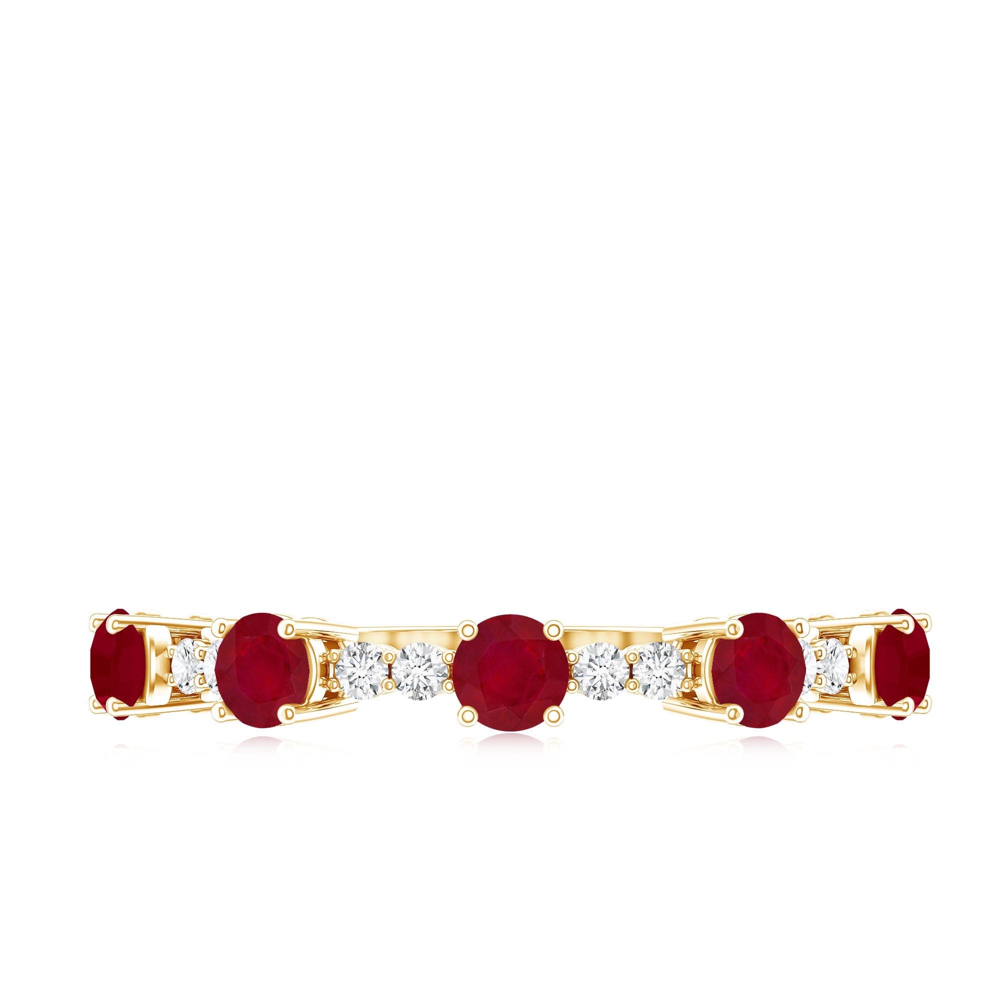 Real Ruby Diamond Half Eternity Ring for Anniversary AAA - Rosec Jewels