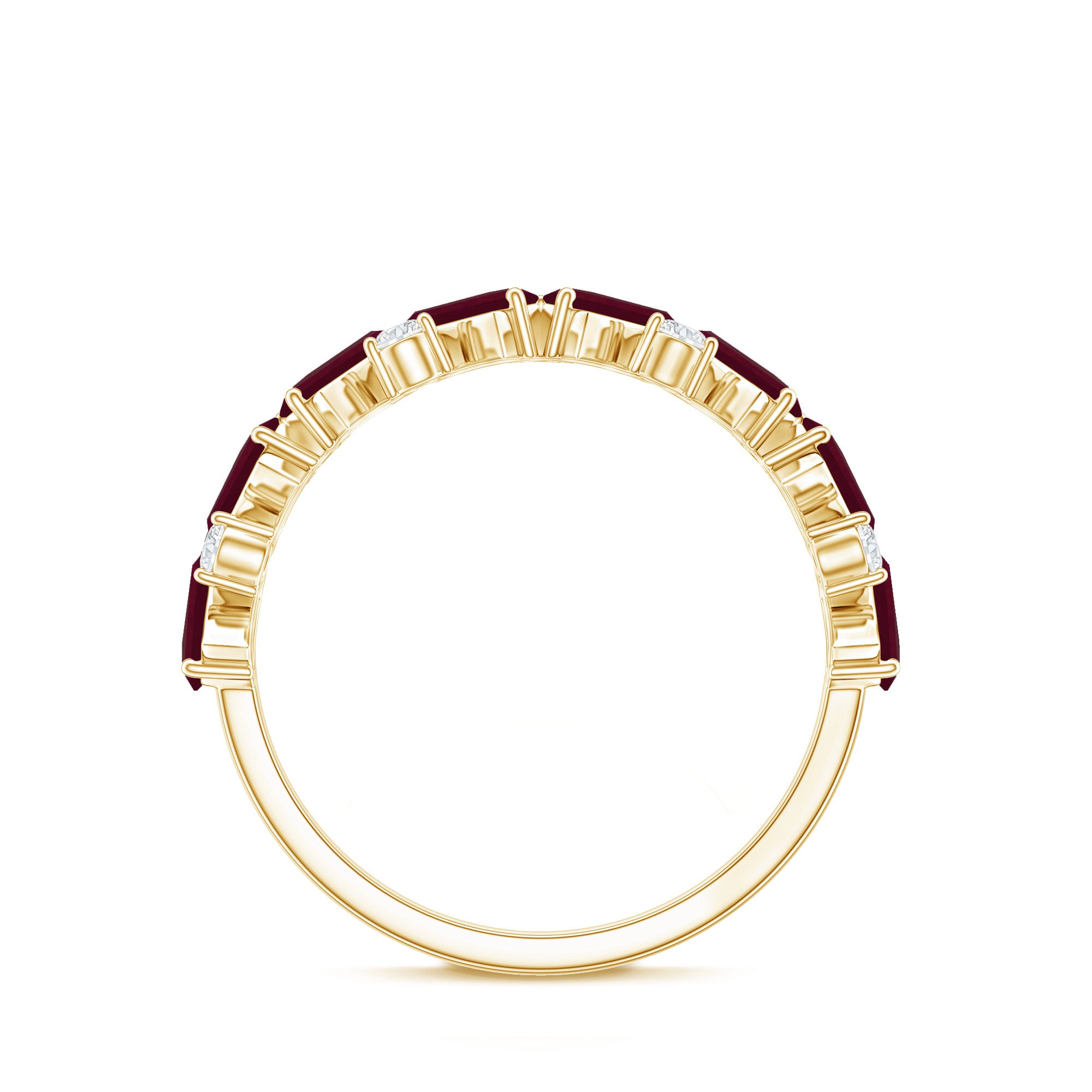 Certified Ruby Half Eternity Ring with Lab Grown Diamond AAA - Rosec Jewels