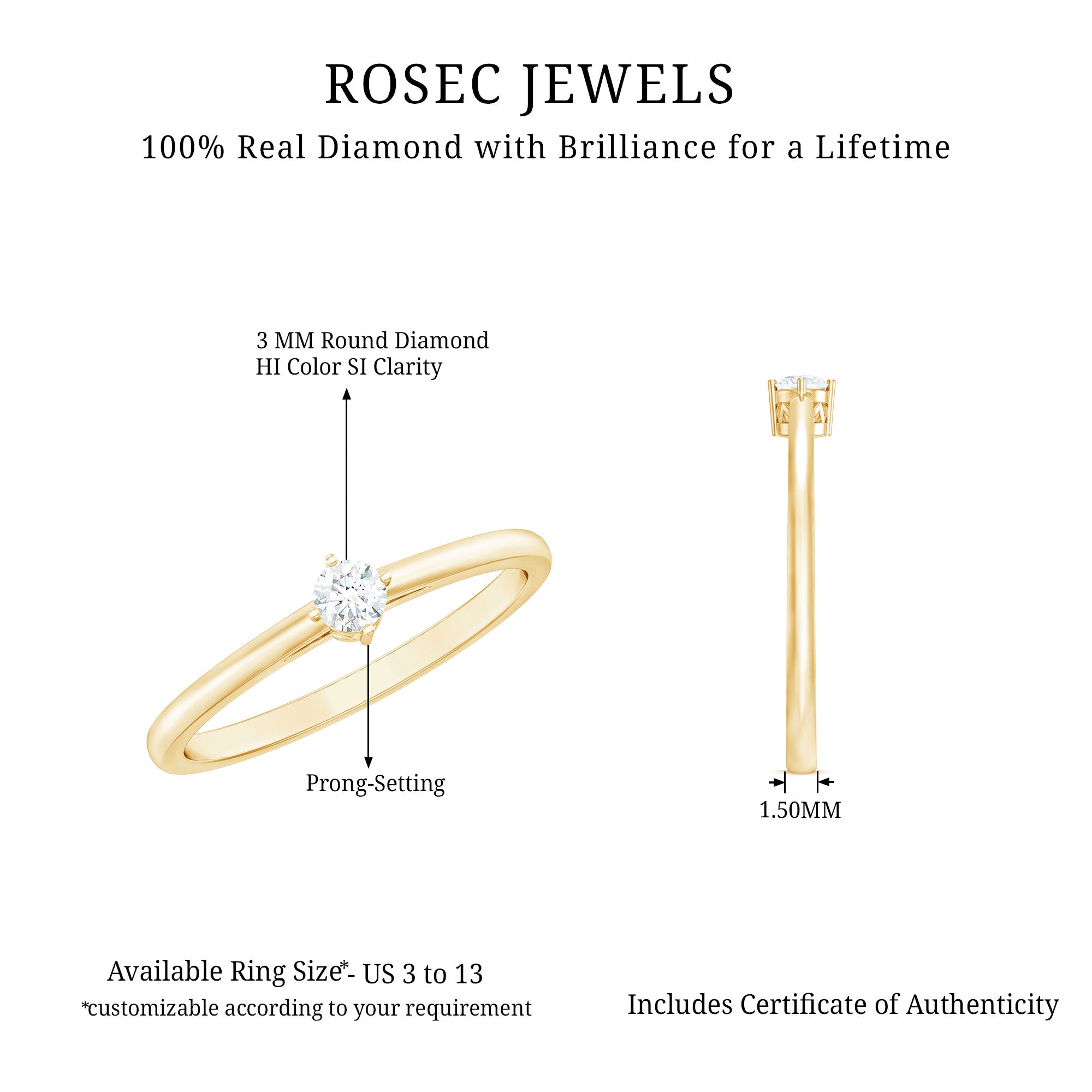 Diamond Promise Ring For Her Natural - ( HI-SI ) - Rosec Jewels