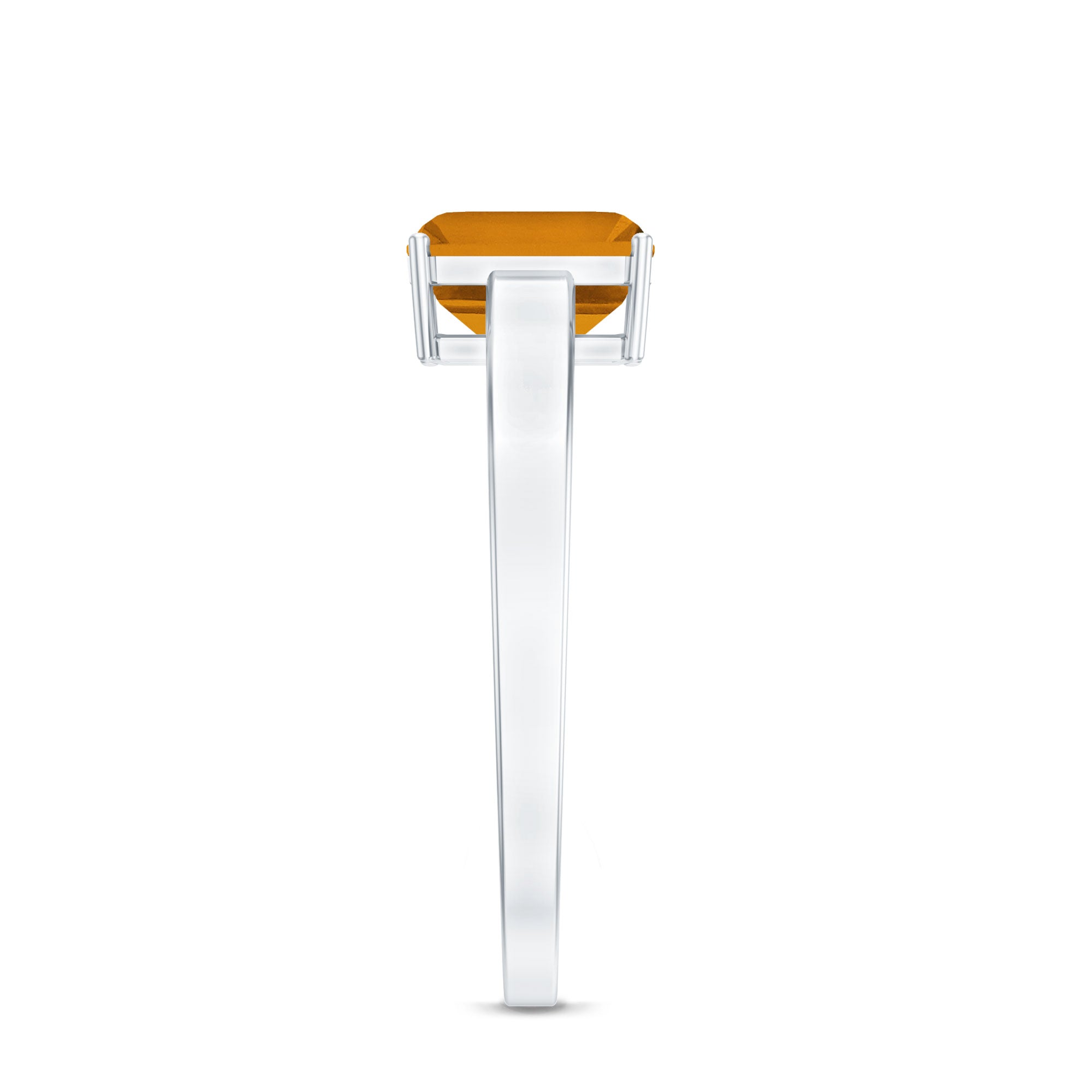 Natural 6X8mm Citrine Solitaire Emerald Cut Engagement Ring AAA - Rosec Jewels