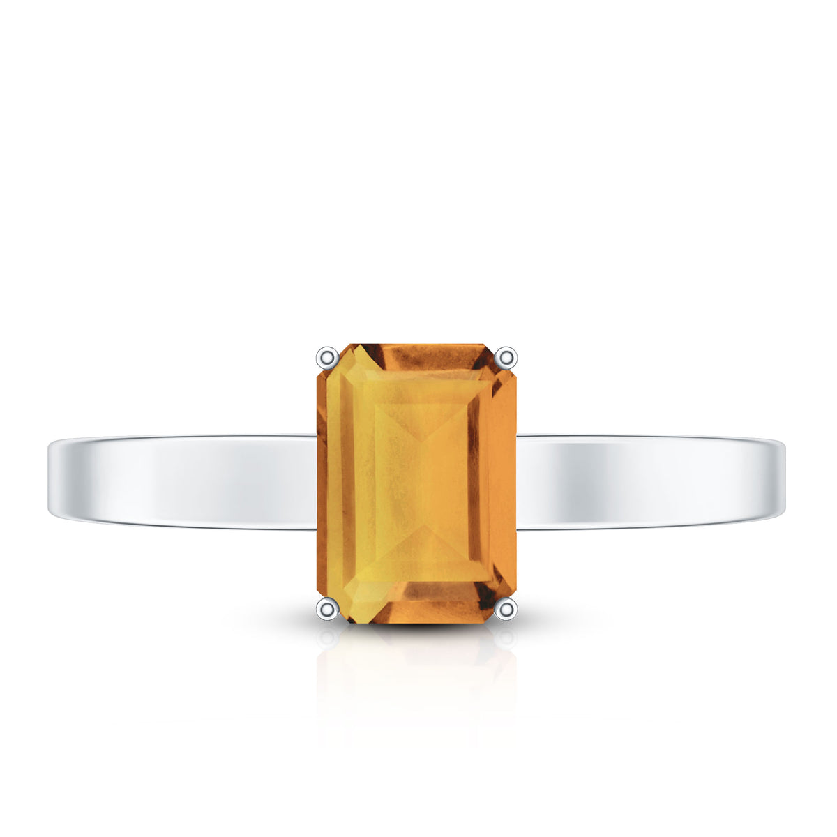 1.8 Carat Natural Citrine Solitaire Emerald Cut Engagement Ring AAA - Rosec Jewels