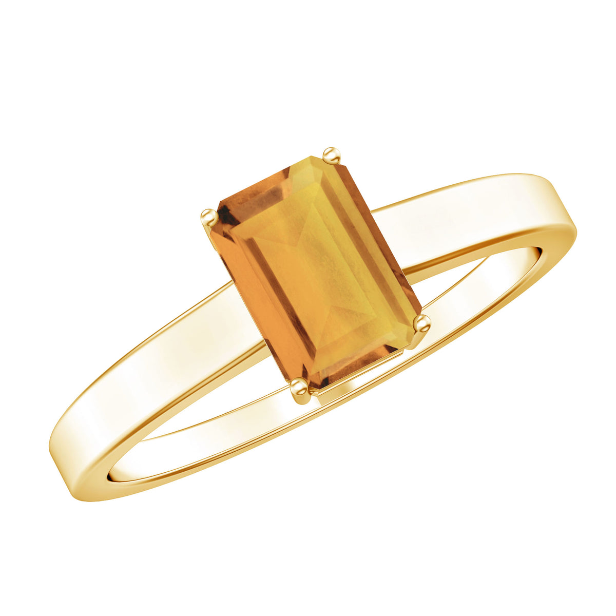 1.8 Carat Natural Citrine Solitaire Emerald Cut Engagement Ring AAA - Rosec Jewels