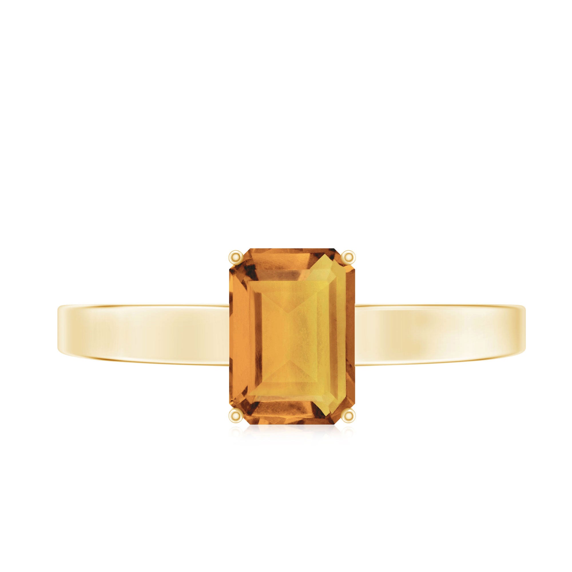 Natural 6X8mm Citrine Solitaire Emerald Cut Engagement Ring AAA - Rosec Jewels