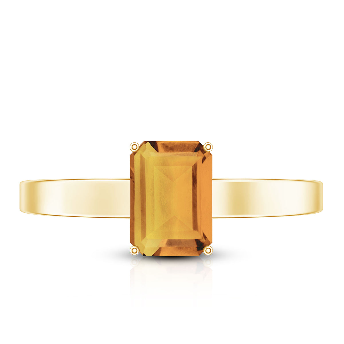 1.8 Carat Natural Citrine Solitaire Emerald Cut Engagement Ring AAA - Rosec Jewels