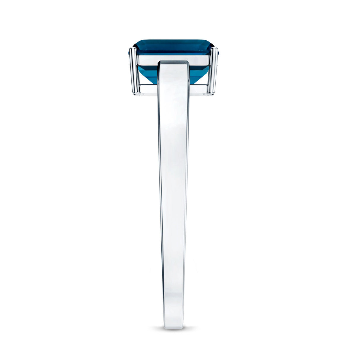 2.2 Carat Emerald Cut London Blue Topaz Solitaire Ring with Certificate AAA - Rosec Jewels
