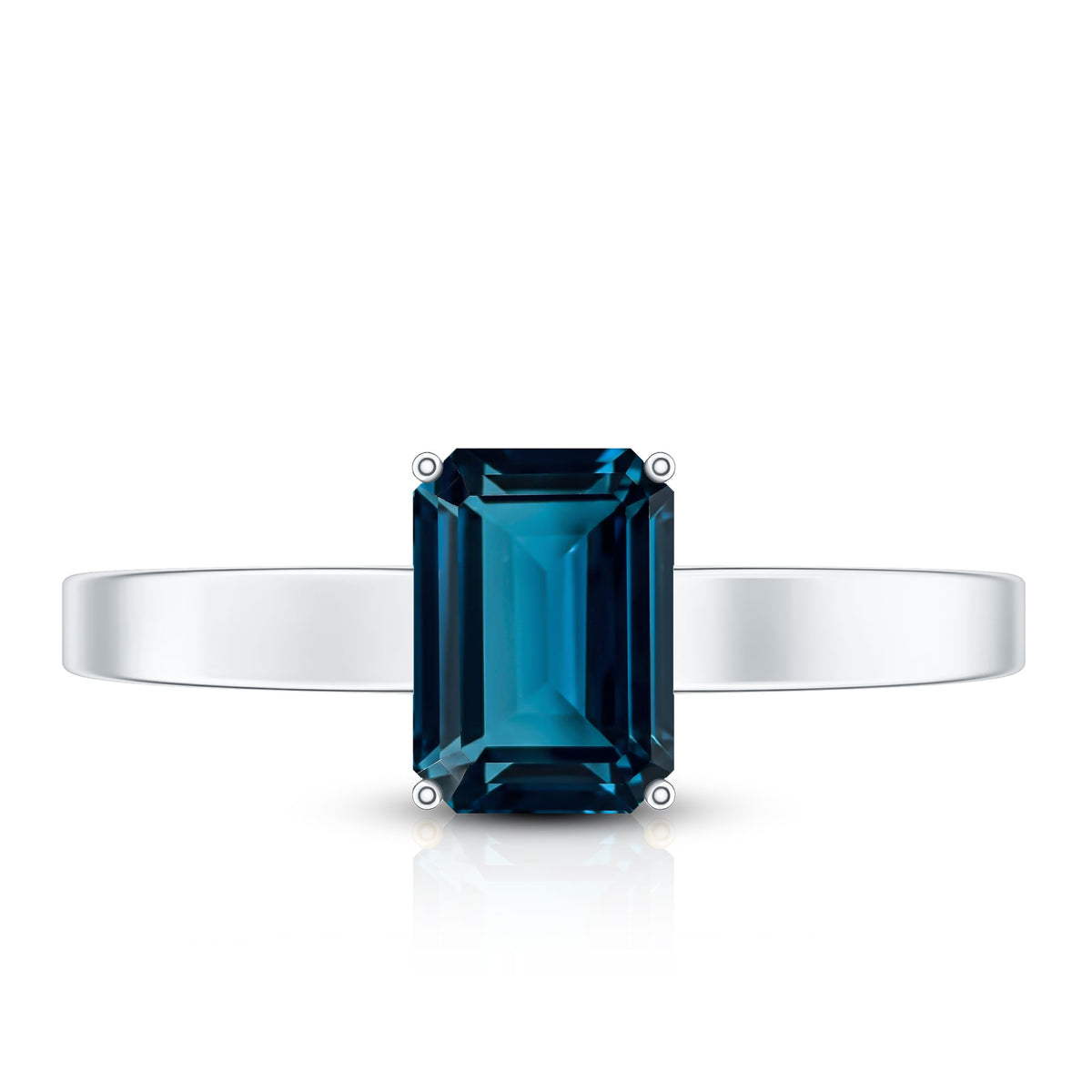 2.2 Carat Emerald Cut London Blue Topaz Solitaire Ring with Certificate AAA - Rosec Jewels