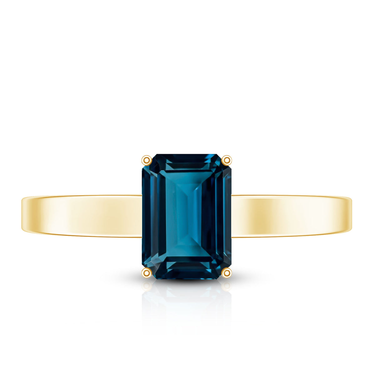 2.2 Carat Emerald Cut London Blue Topaz Solitaire Ring with Certificate AAA - Rosec Jewels