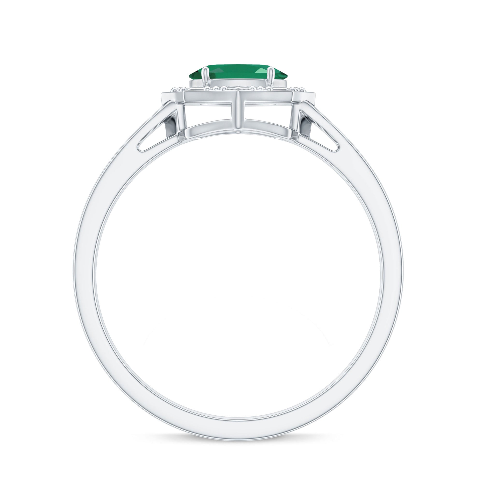 Rosec Jewels-Genuine Emerald Antique Looking Engagement Ring With Certificate