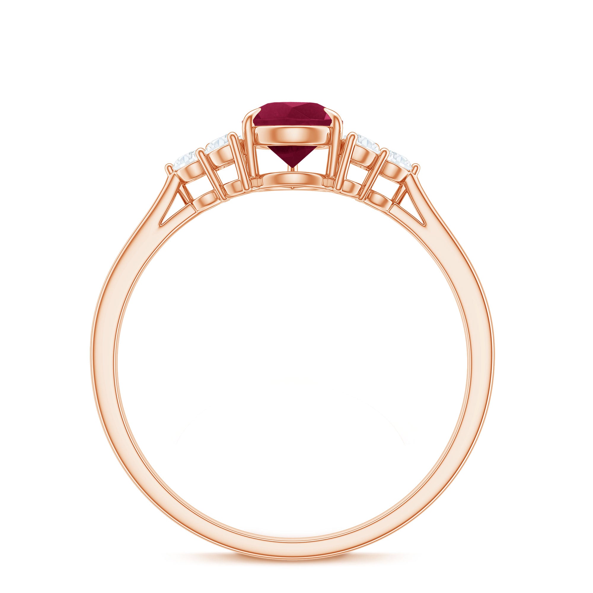 Natural 0.8 Carat Ruby Pear Shaped Engagement Ring with Diamond AAA - Rosec Jewels
