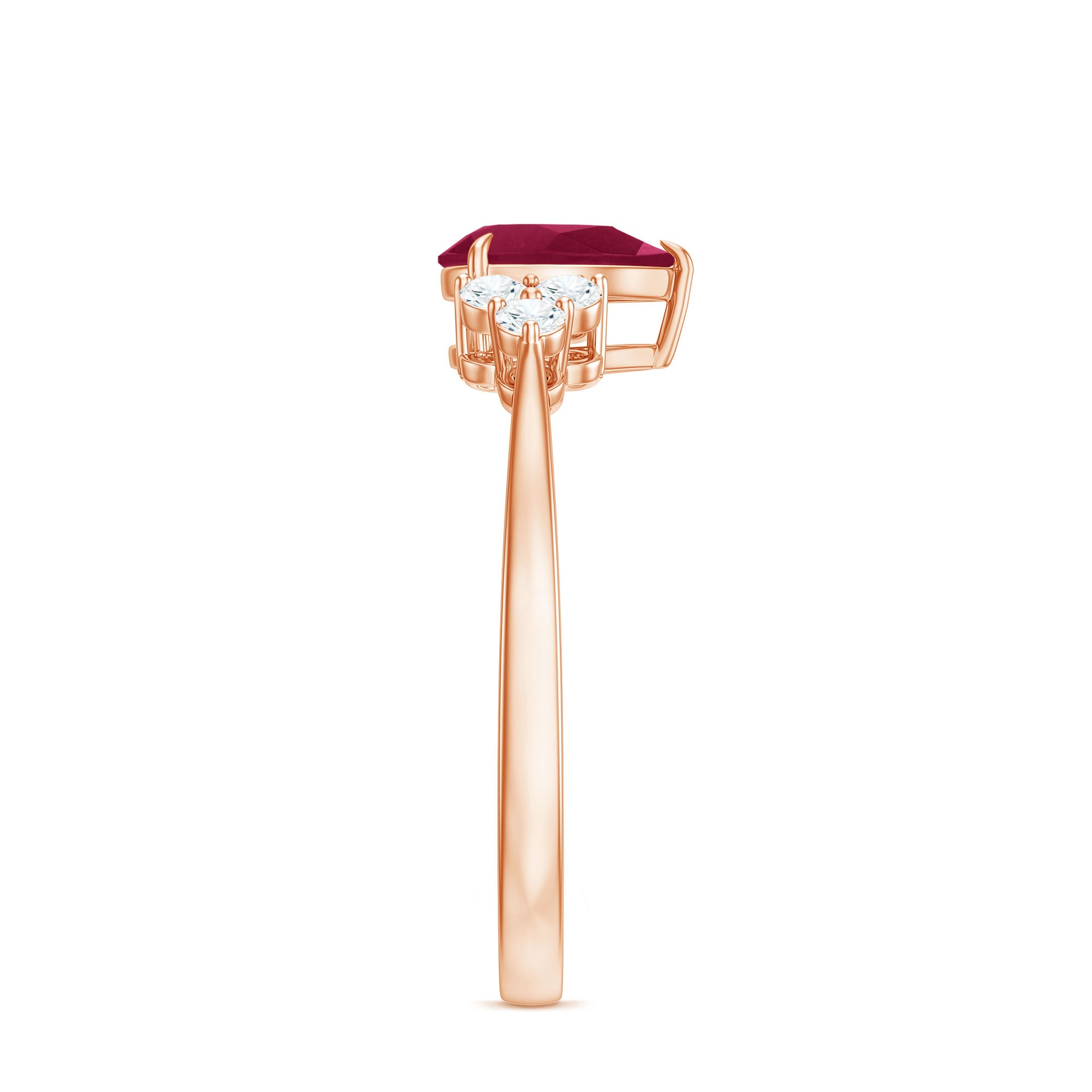 Natural 0.8 Carat Ruby Pear Shaped Engagement Ring with Diamond AAA - Rosec Jewels