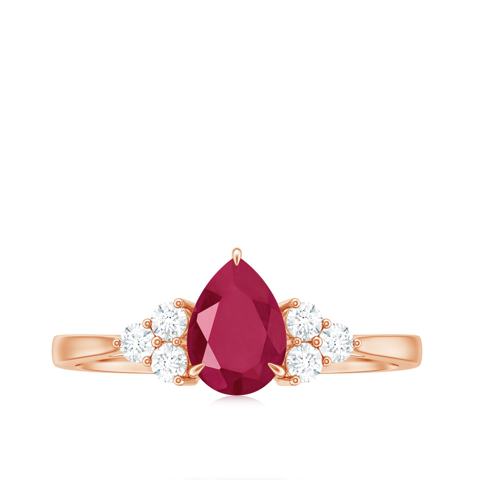 Natural 0.8 Carat Ruby Pear Shaped Engagement Ring with Diamond AAA - Rosec Jewels