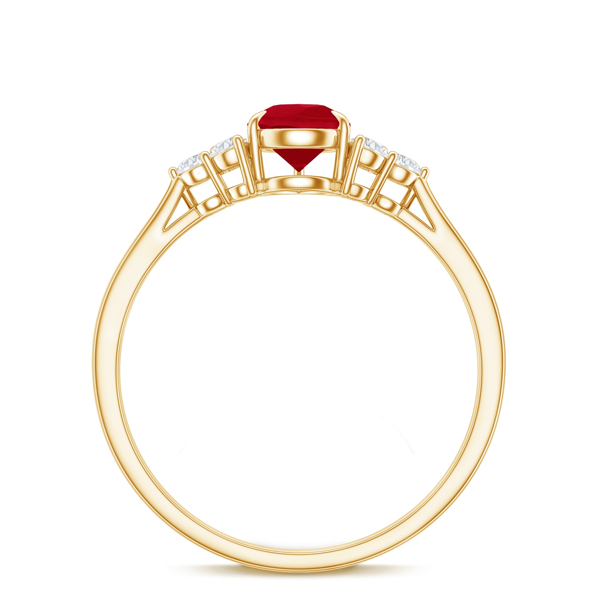 Natural 0.8 Carat Ruby Pear Shaped Engagement Ring with Diamond AAA - Rosec Jewels