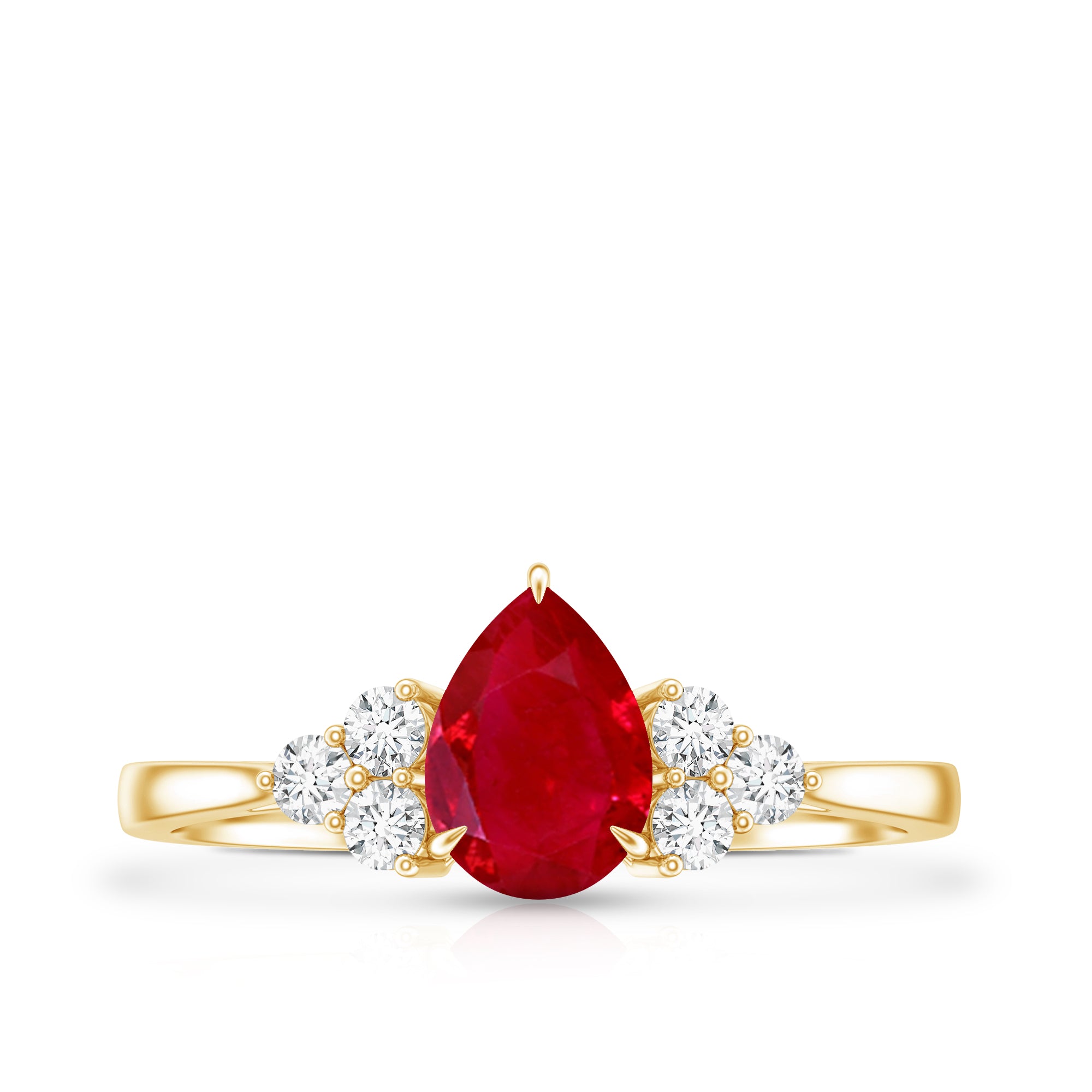 Natural 0.8 Carat Ruby Pear Shaped Engagement Ring with Diamond AAA - Rosec Jewels