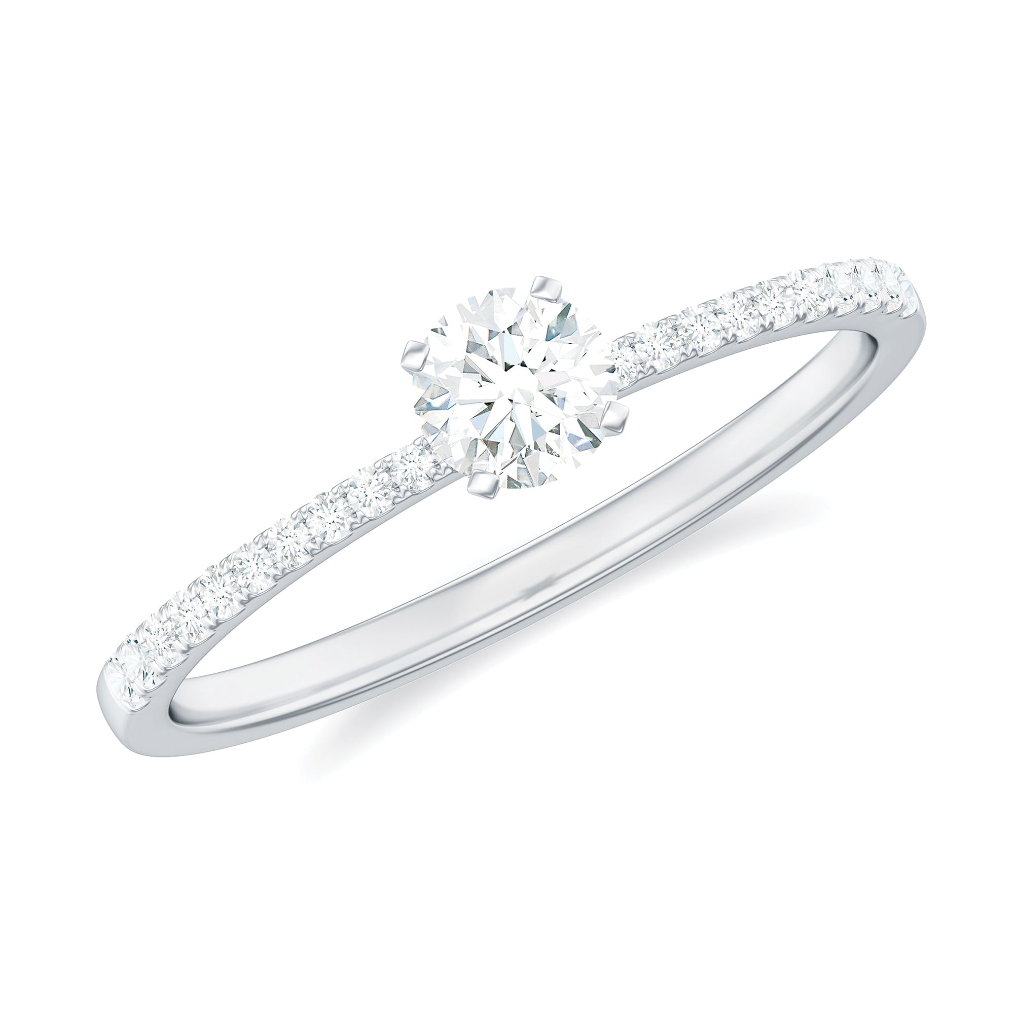 Natural Diamond Promise Ring with Side Stones Natural - ( HI-SI ) - Rosec Jewels