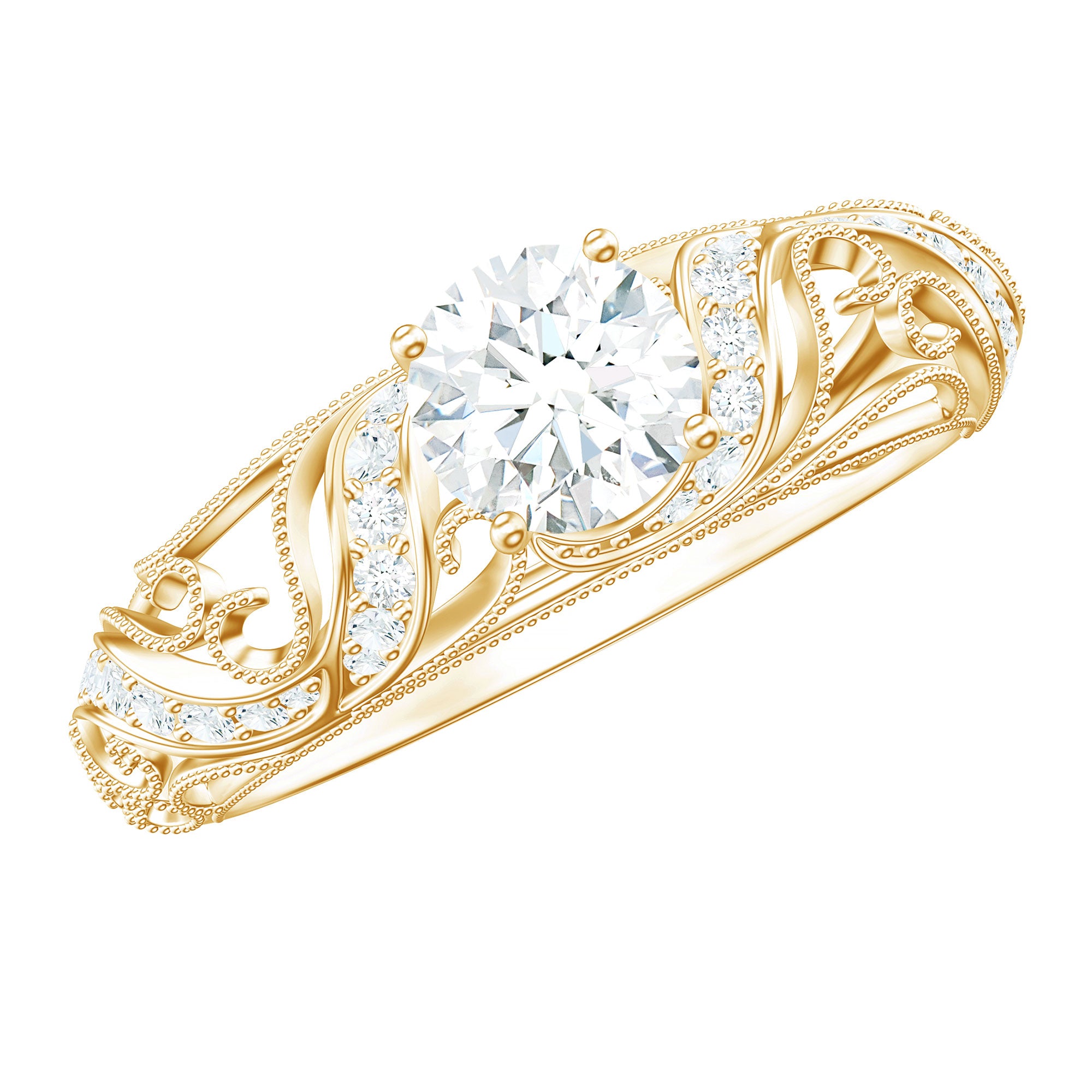 3/4 CT Cubic Zirconia Vintage Inspired Engagement Ring AAAA - Rosec Jewels