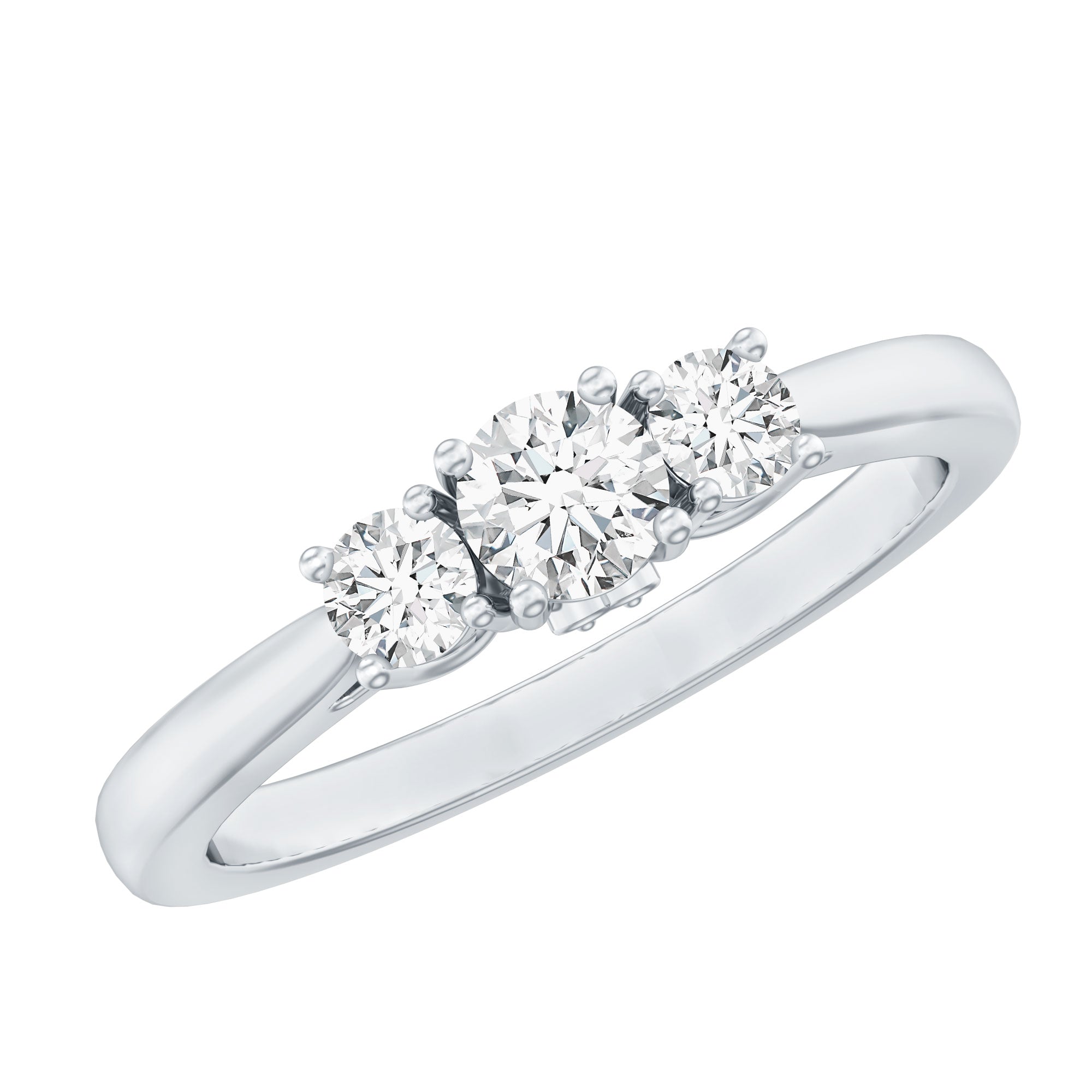 Brilliant Cut Moissanite 3 Stone Promise Ring for Women D-VS1 - Rosec Jewels