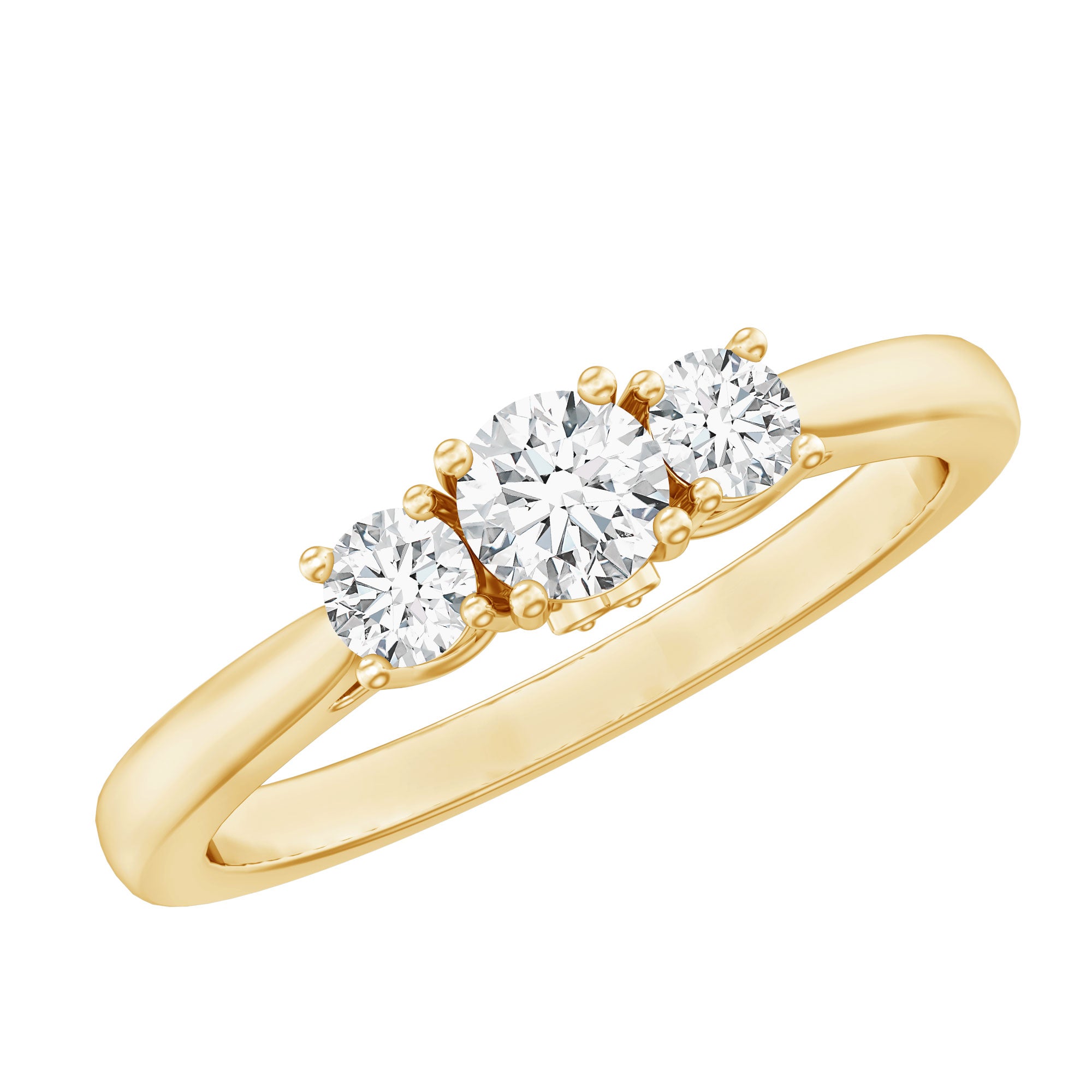 Brilliant Cut Moissanite 3 Stone Promise Ring for Women D-VS1 - Rosec Jewels