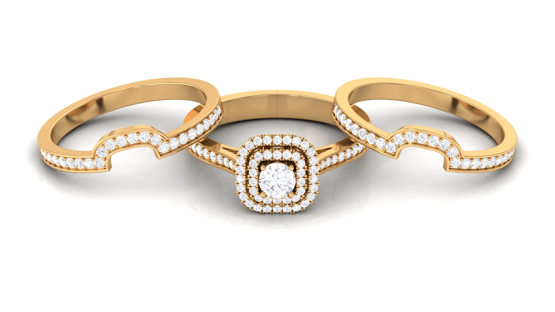 Zircon Statement Bridal Ring Set of 3 AAAA - Rosec Jewels