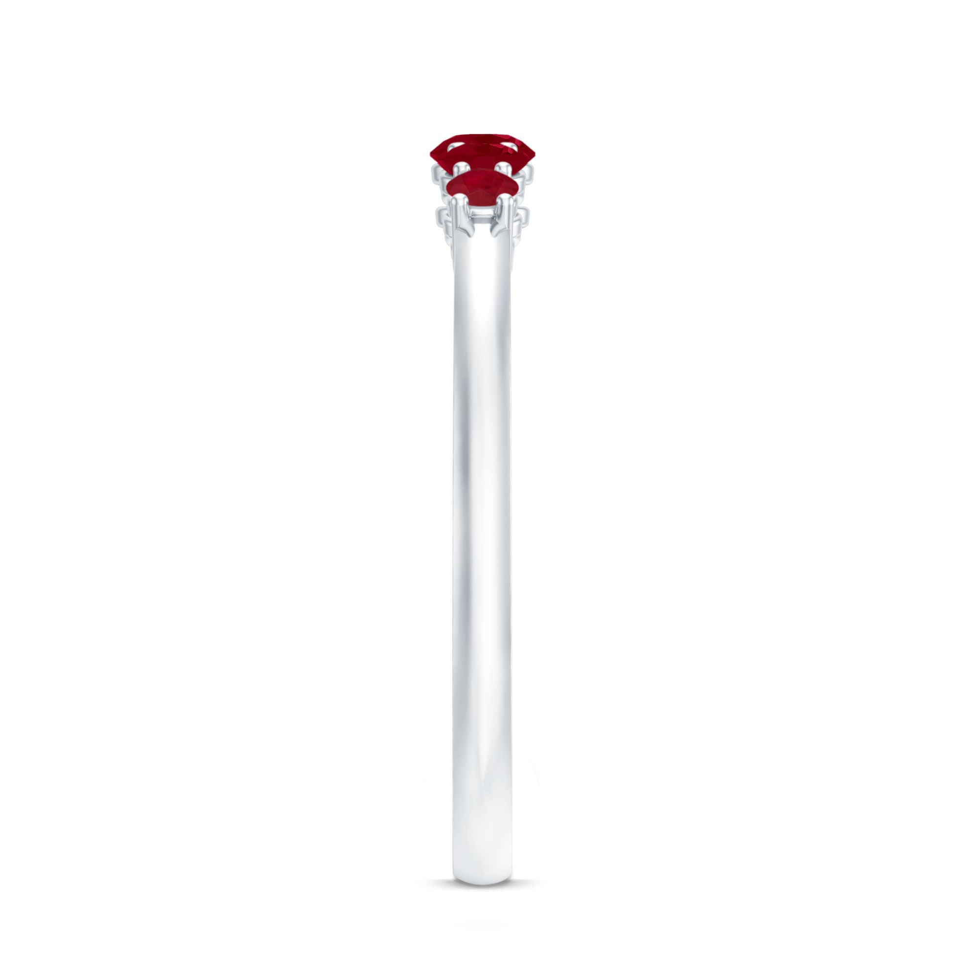 Natural July Birthstone Ruby 5 Stone Ring for Promise AAA - Rosec Jewels