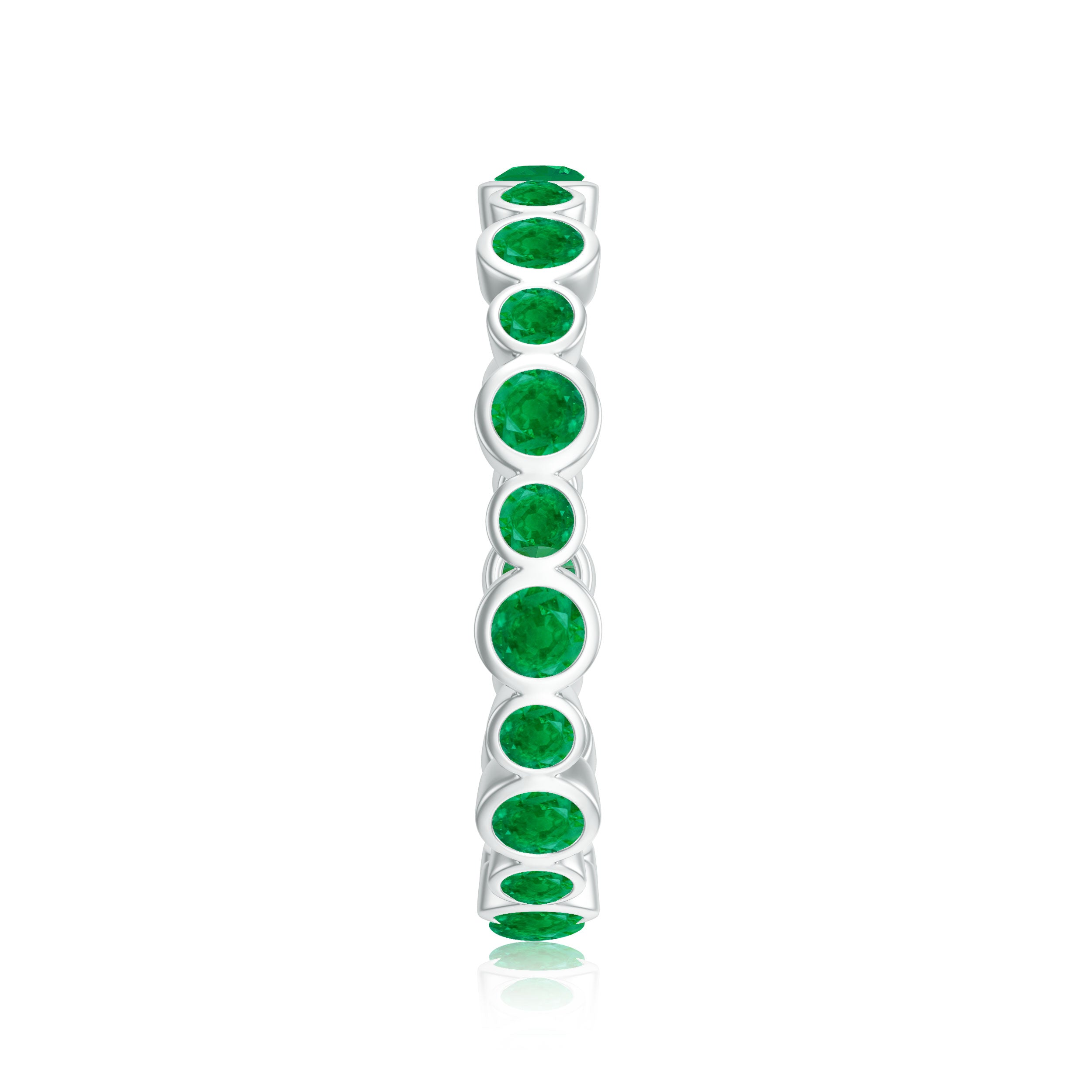 Emerald Full Eternity Band Ring in Bezel Setting AAA - Rosec Jewels
