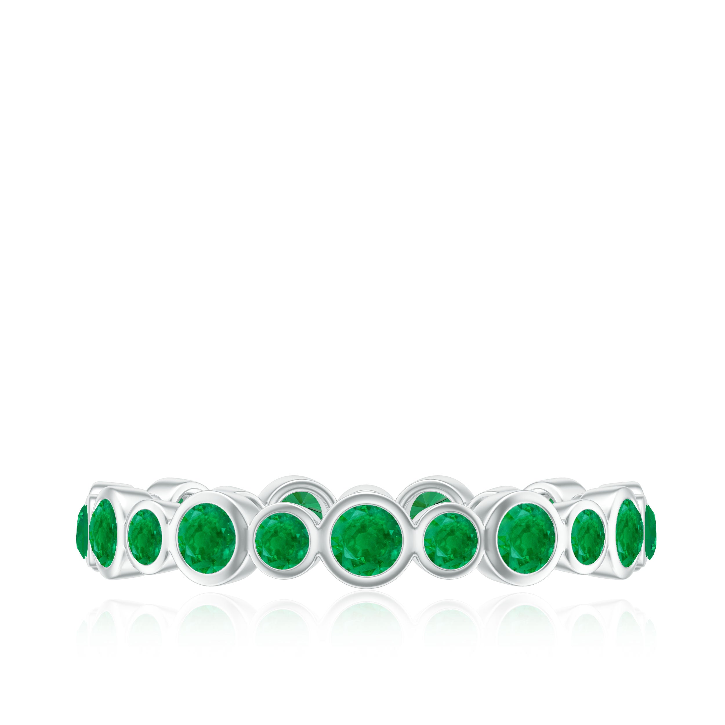 Emerald Full Eternity Band Ring in Bezel Setting AAA - Rosec Jewels