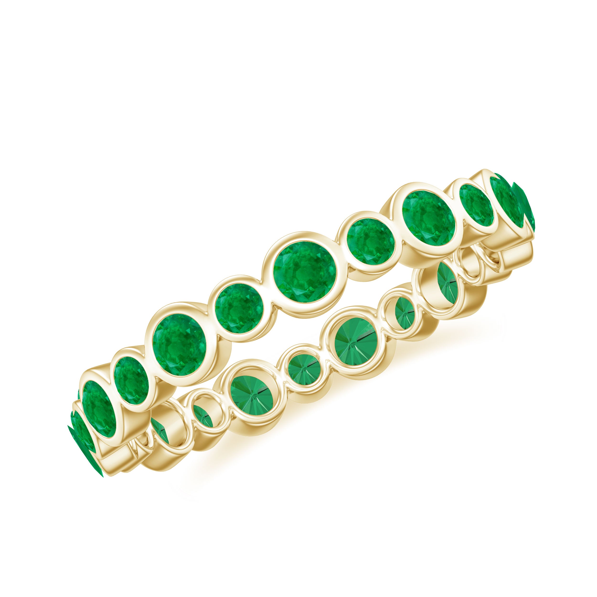 Emerald Full Eternity Band Ring in Bezel Setting AAA - Rosec Jewels