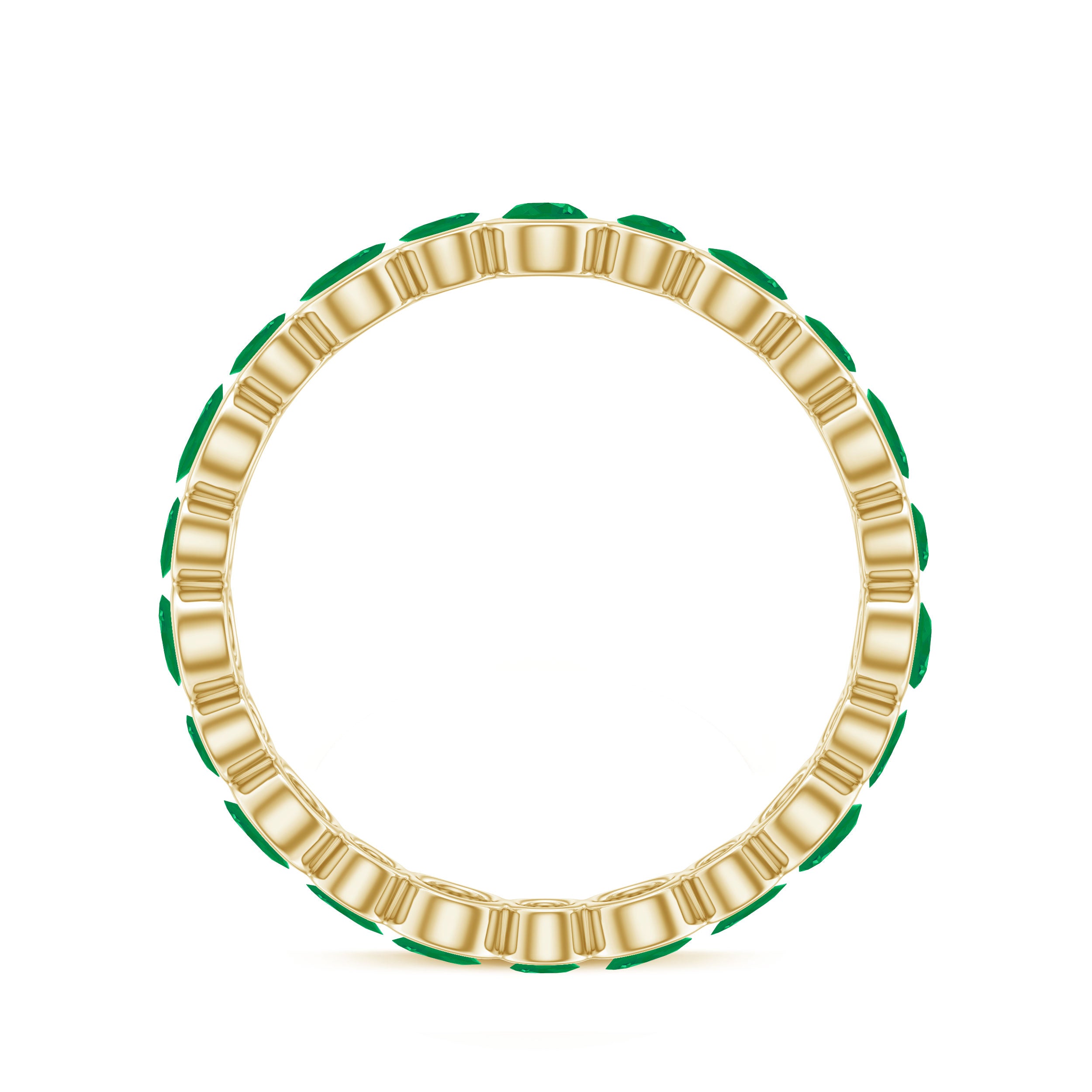 Emerald Full Eternity Band Ring in Bezel Setting AAA - Rosec Jewels