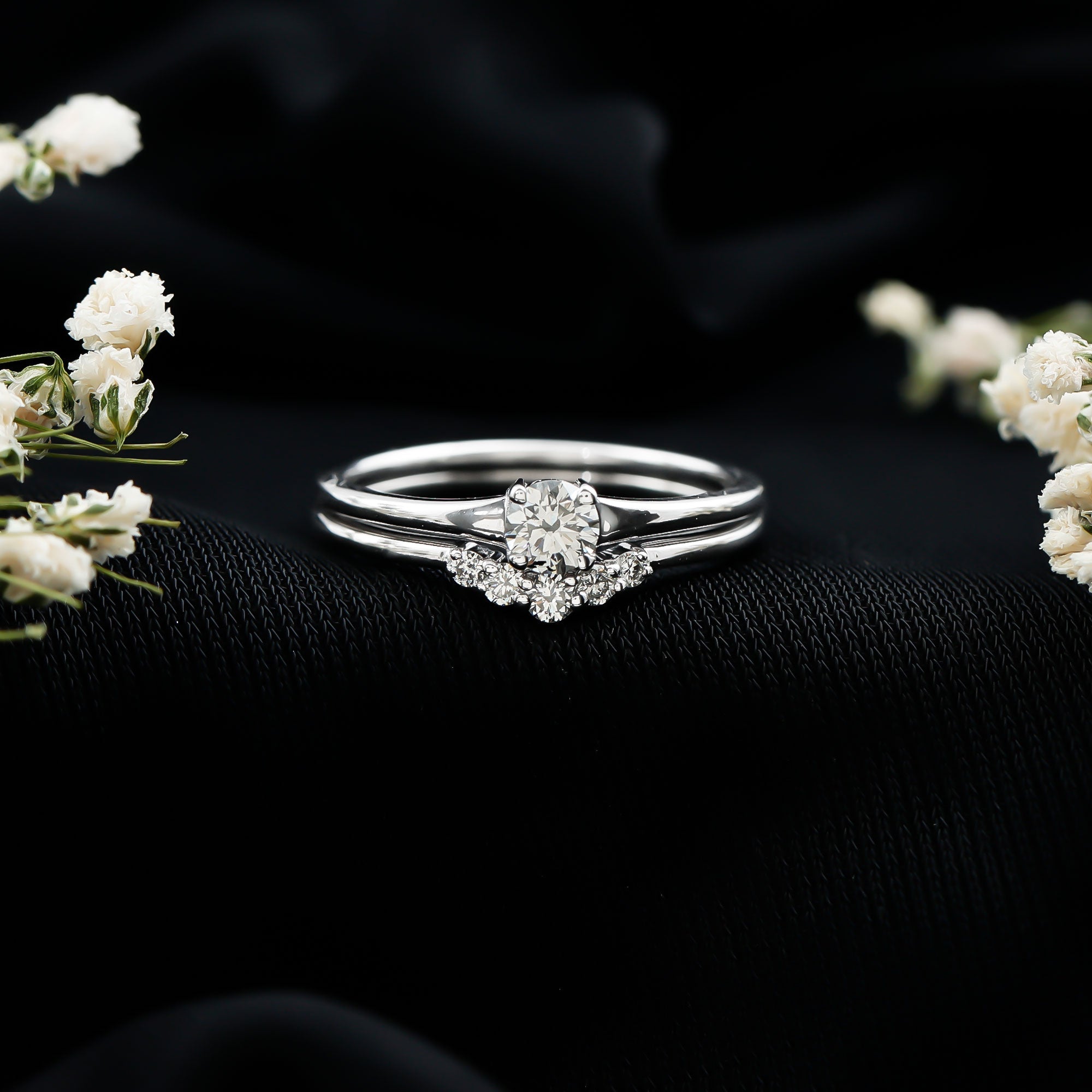 Real Diamond Minimal Wedding Ring Set Natural - ( HI-SI ) - Rosec Jewels