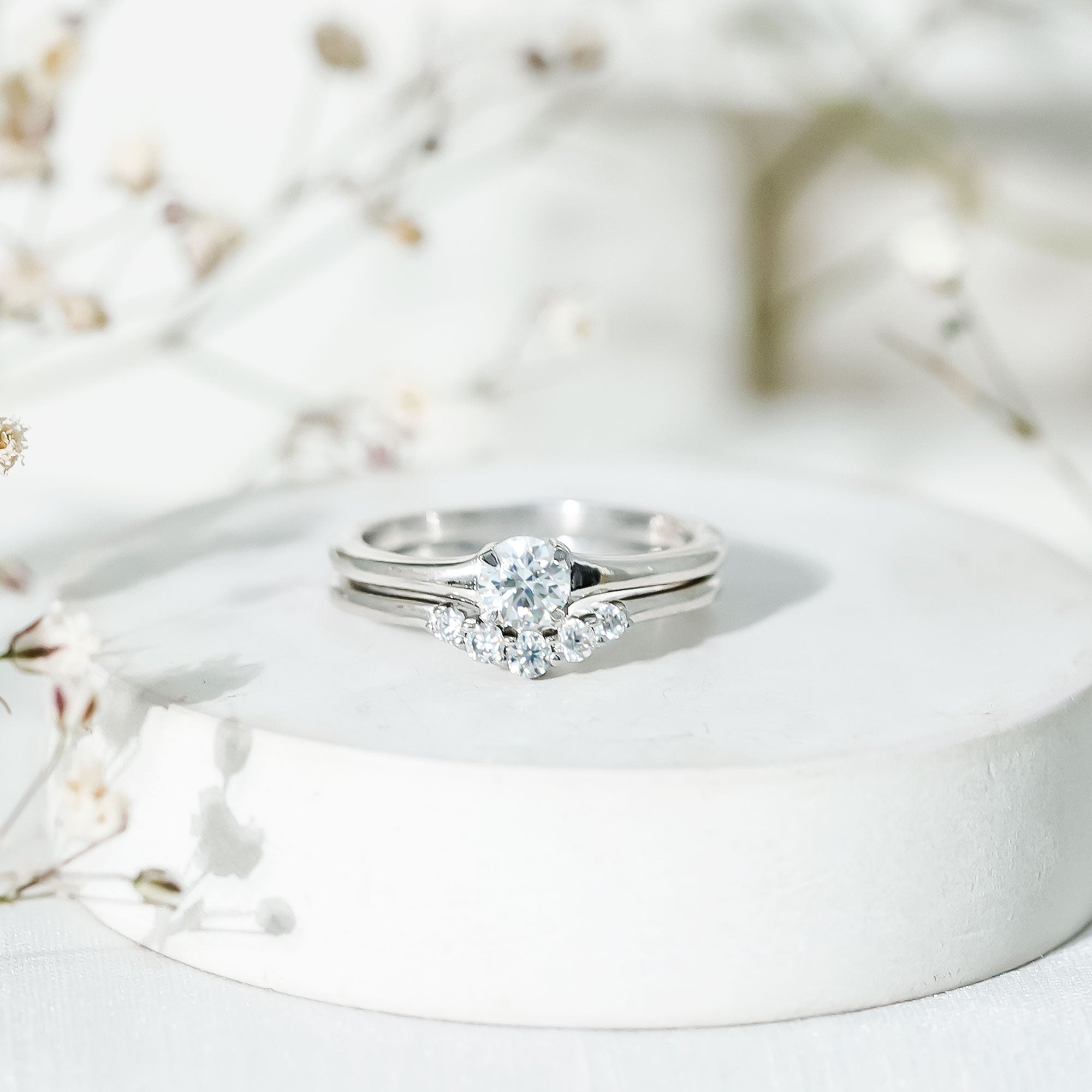 Real Diamond Minimal Wedding Ring Set Natural - ( HI-SI ) - Rosec Jewels
