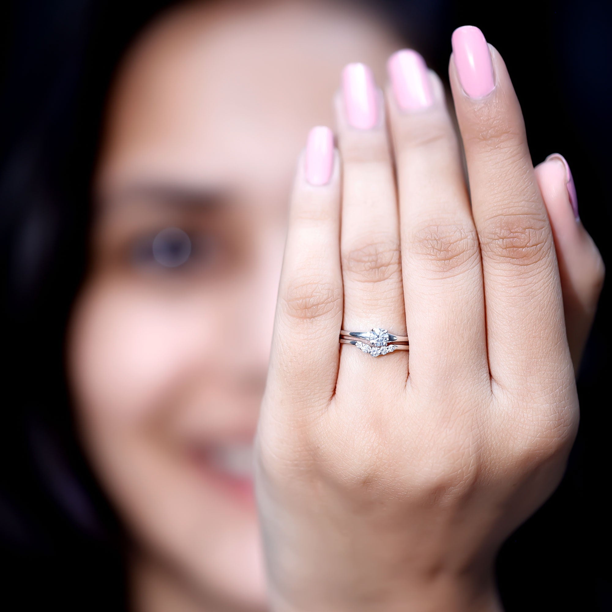 Real Diamond Minimal Wedding Ring Set Natural - ( HI-SI ) - Rosec Jewels