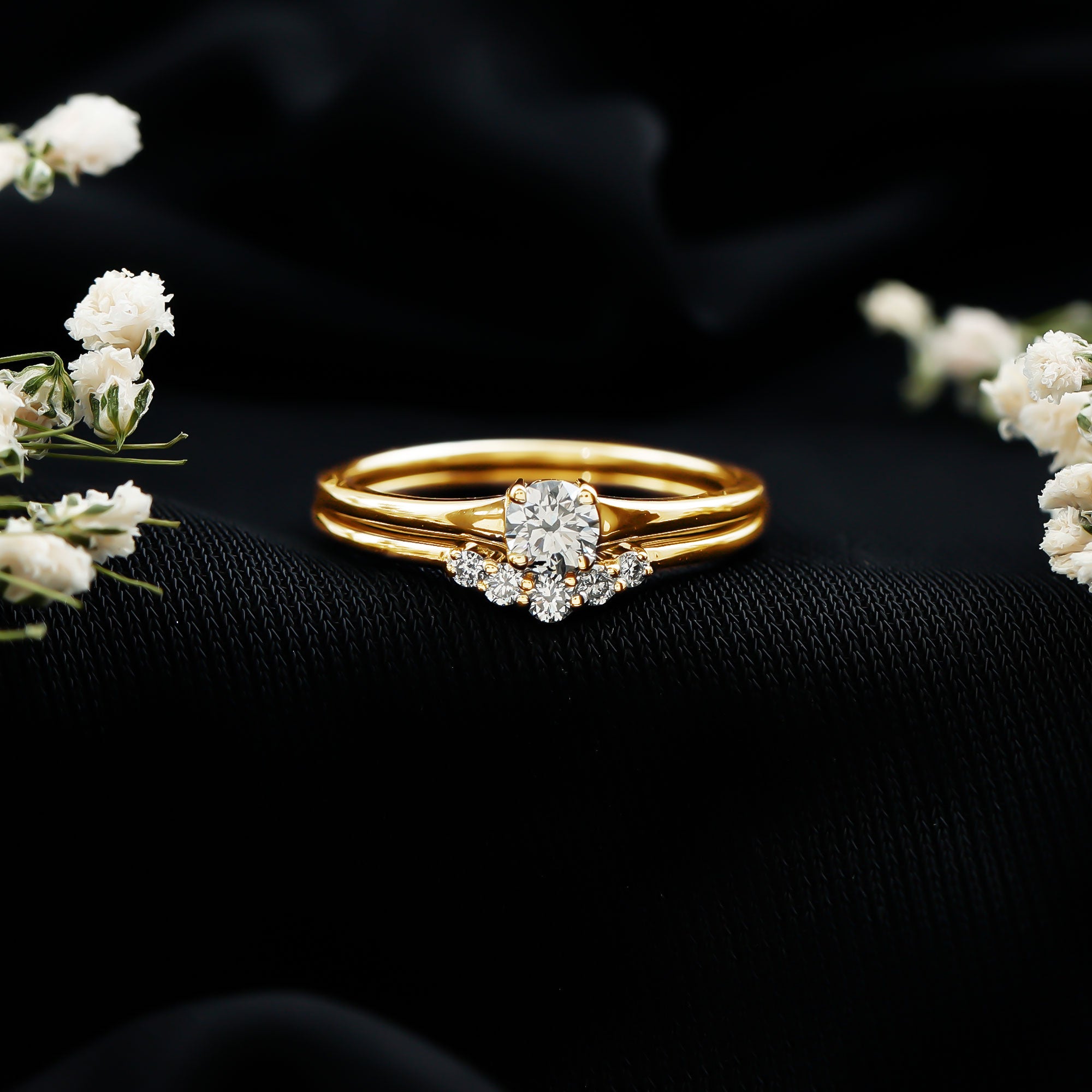 Real Diamond Minimal Wedding Ring Set Natural - ( HI-SI ) - Rosec Jewels