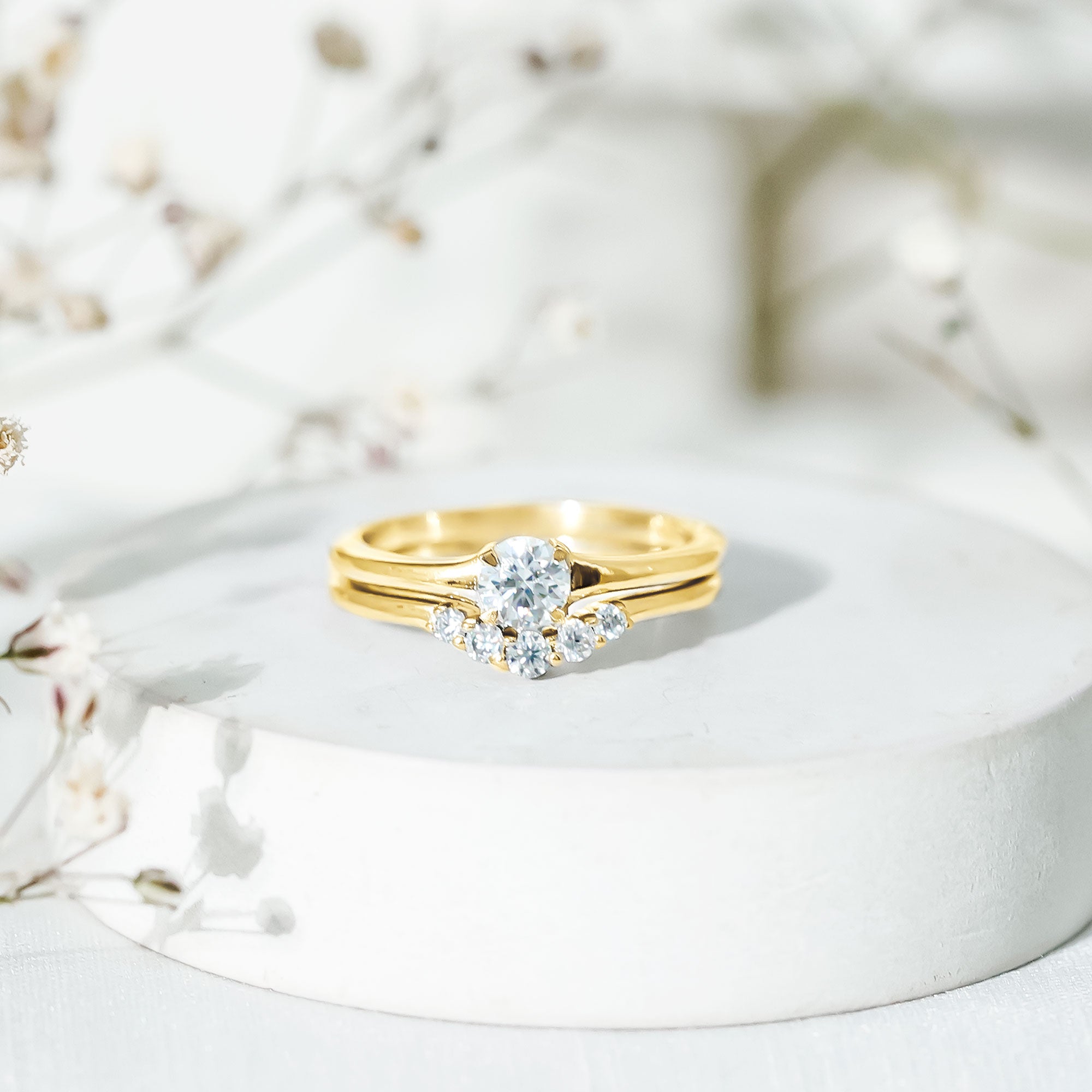 Real Diamond Minimal Wedding Ring Set Natural - ( HI-SI ) - Rosec Jewels