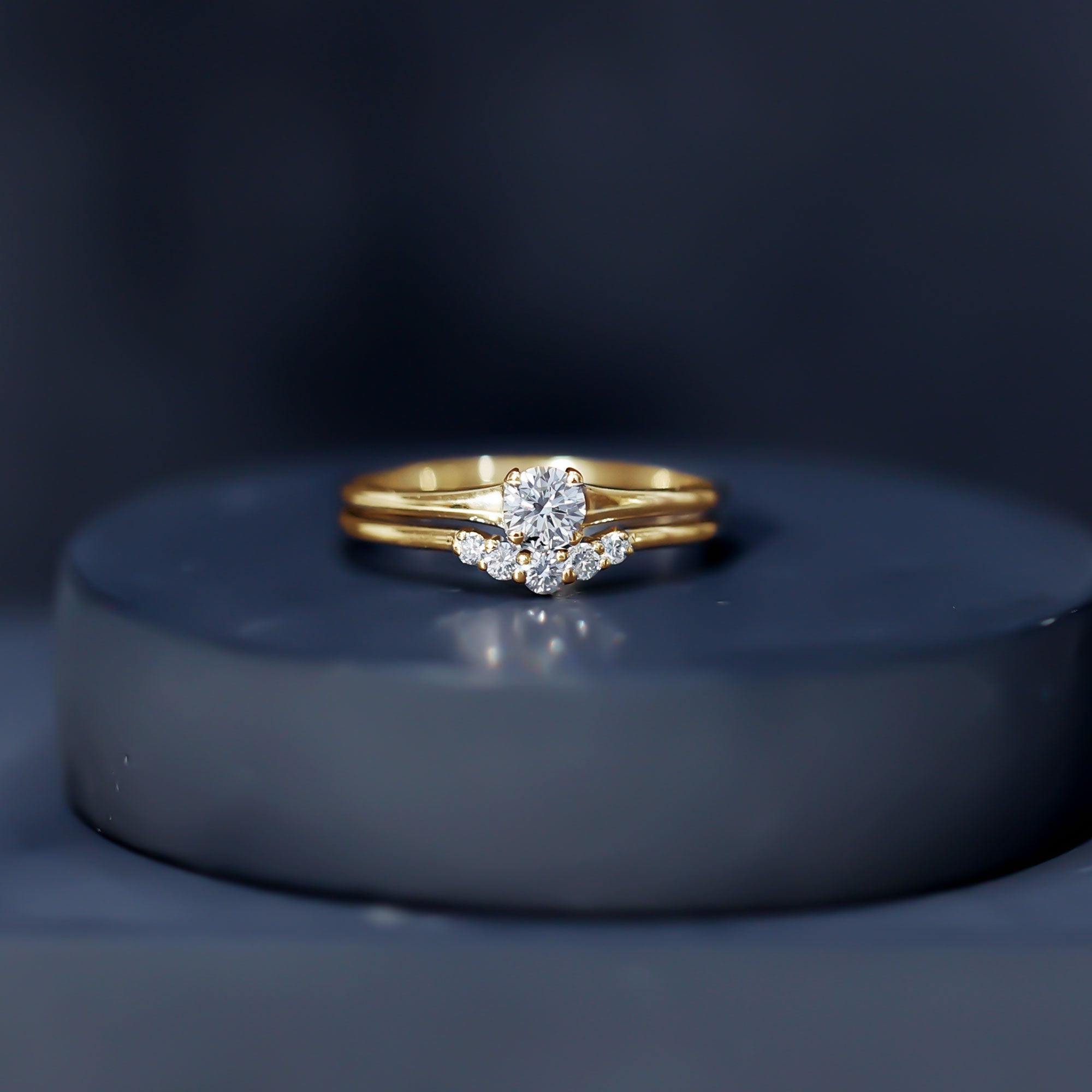 Real Diamond Minimal Wedding Ring Set Natural - ( HI-SI ) - Rosec Jewels