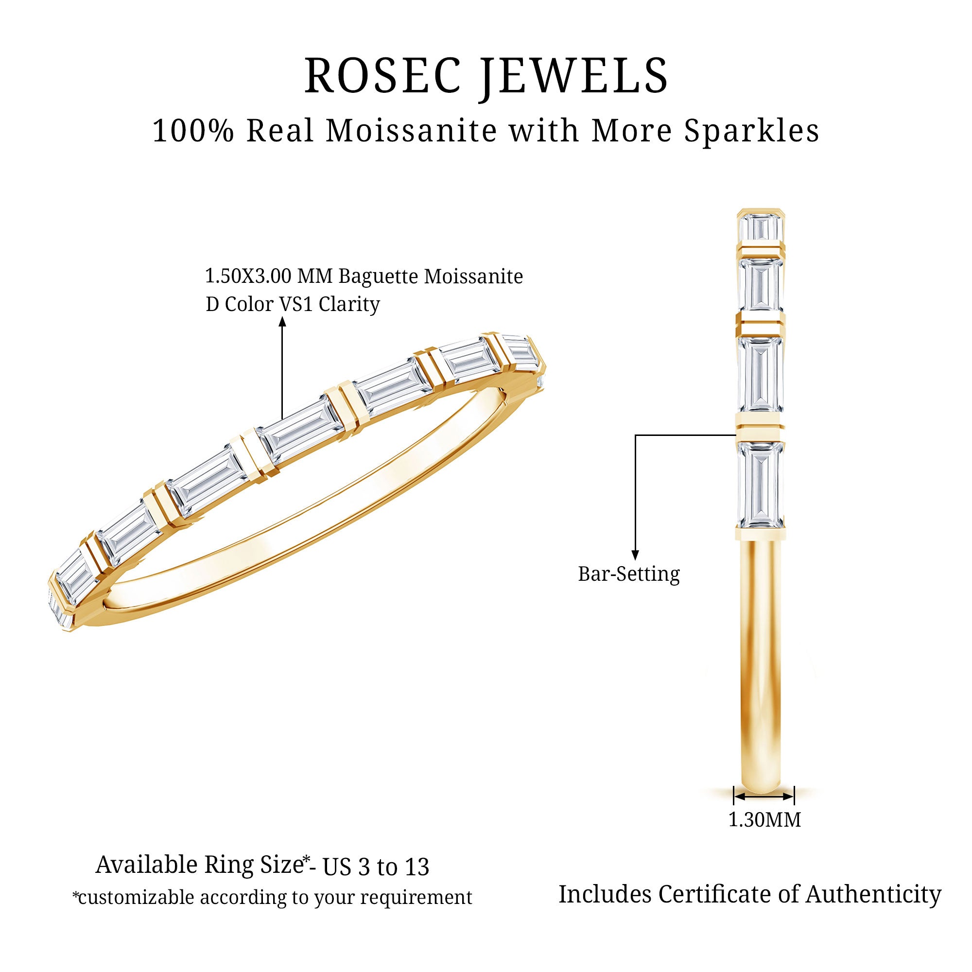 Rosec Jewels-Bar Set Moissanite Eternity East West Ring