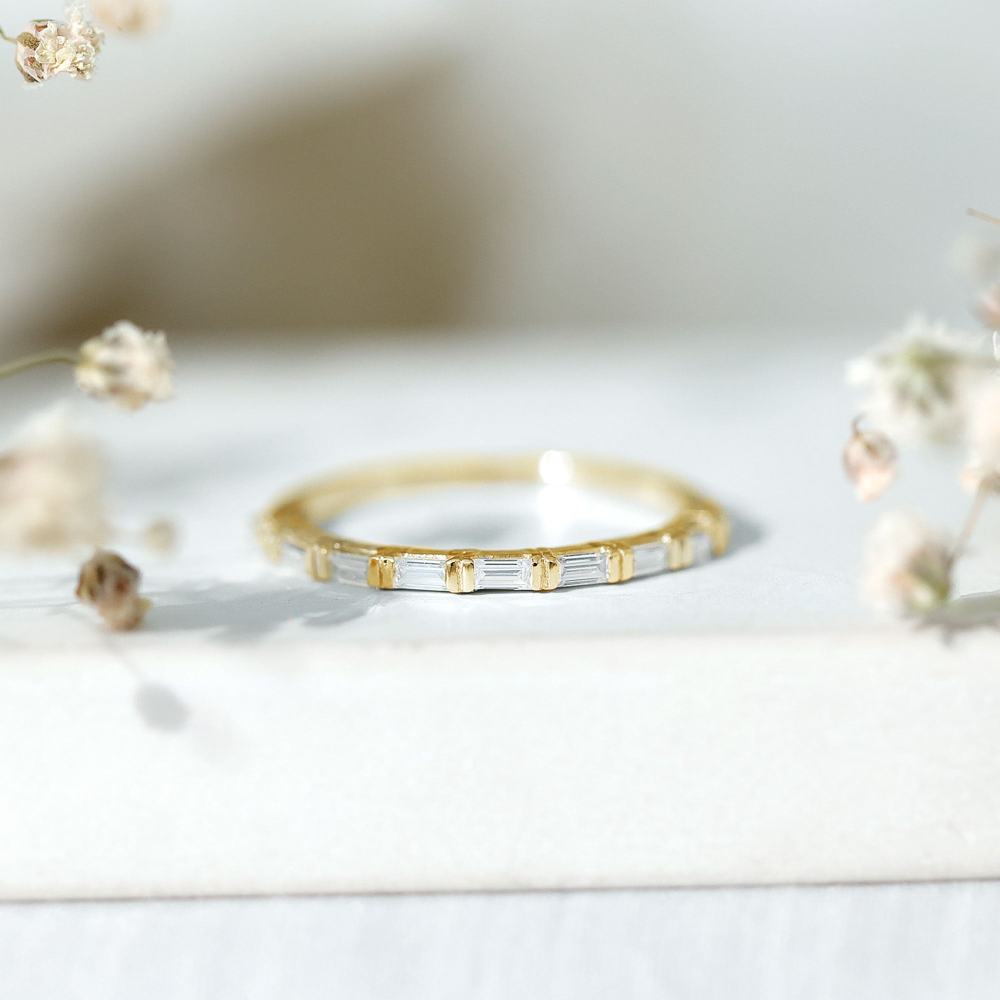 Bar Set Moissanite Eternity East West Ring D-VS1 - Rosec Jewels