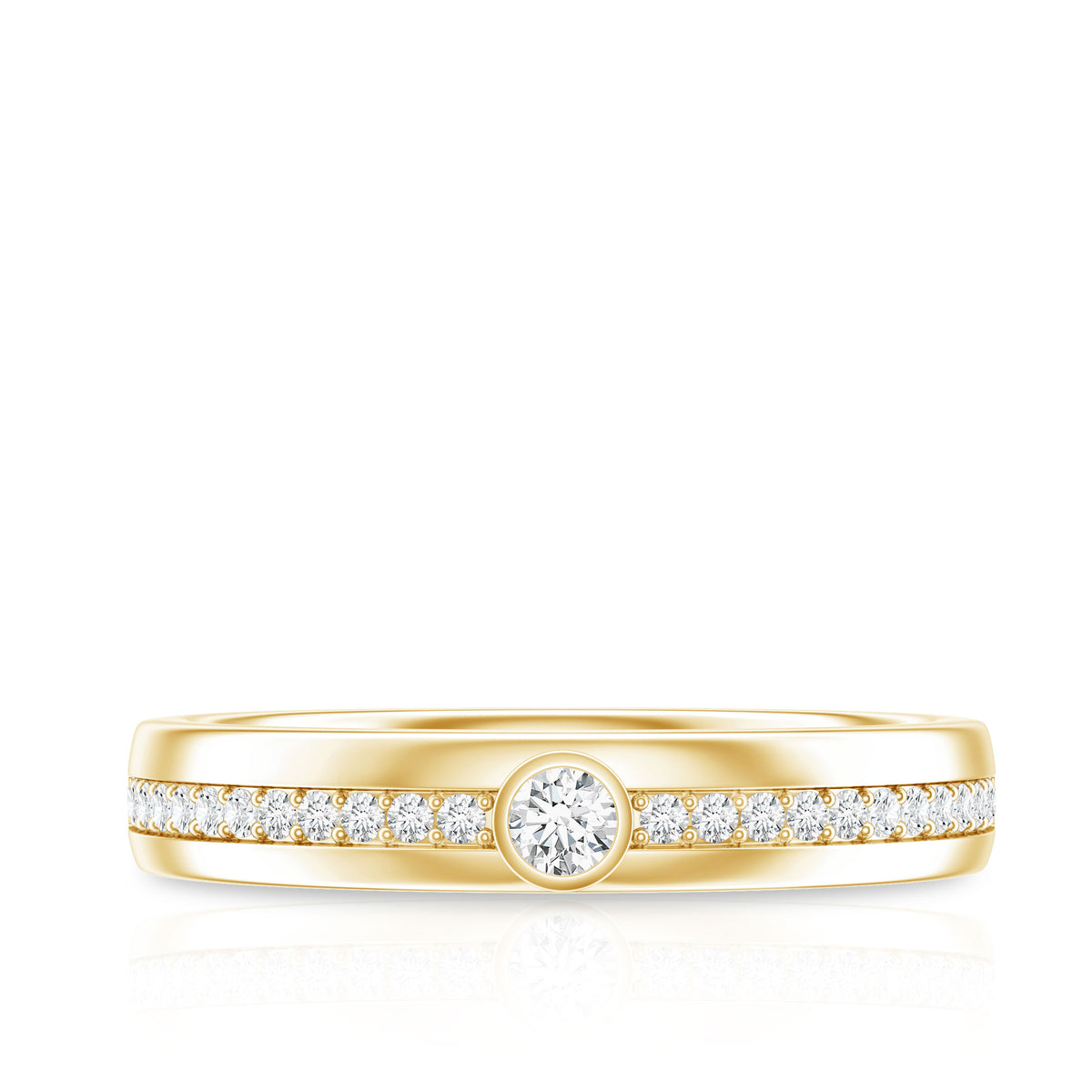 Rosec Jewels-Bezel Set Moissanite Unisex Wedding Band Ring
