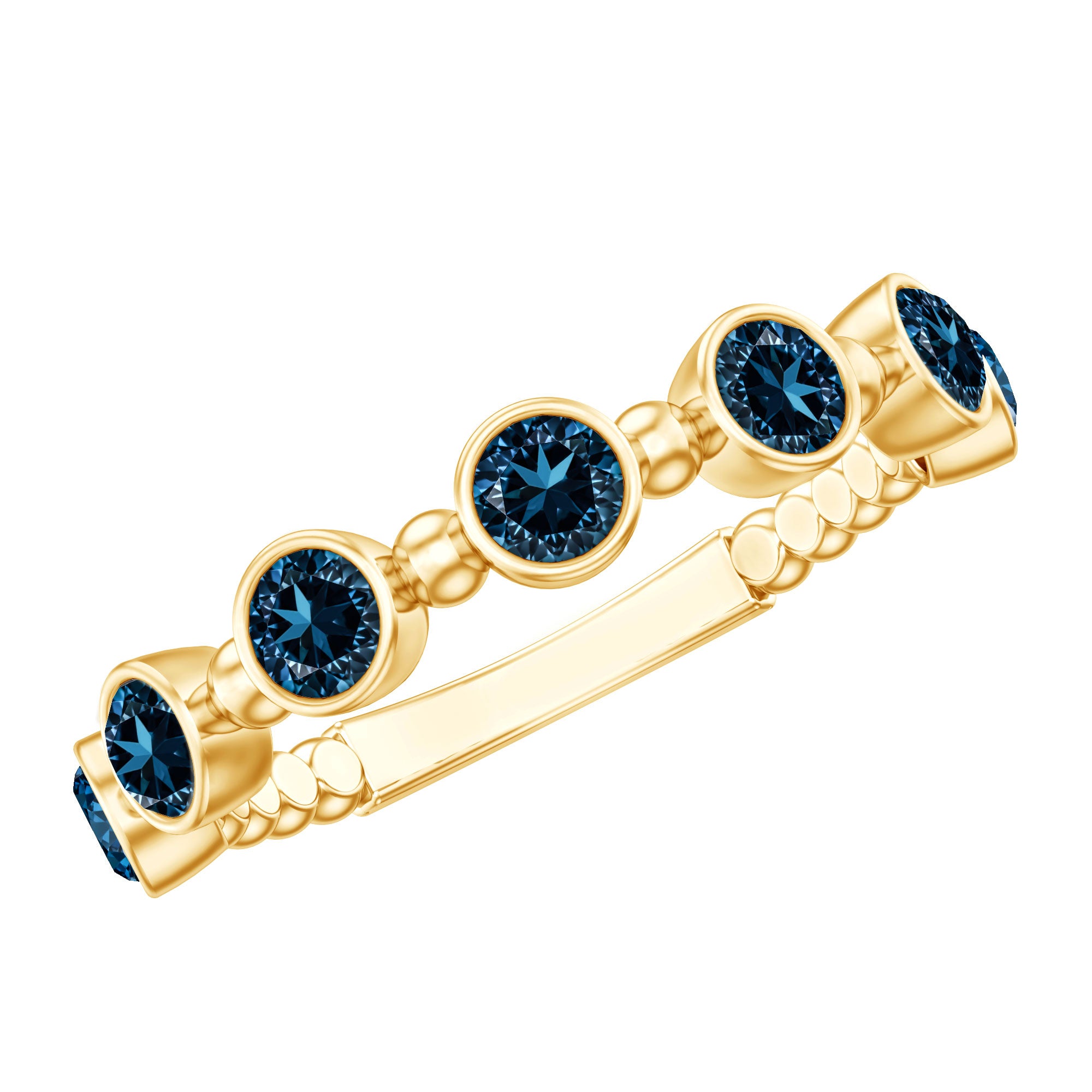 Bezel Set London Blue Topaz Semi Eternity Band AAA - Rosec Jewels