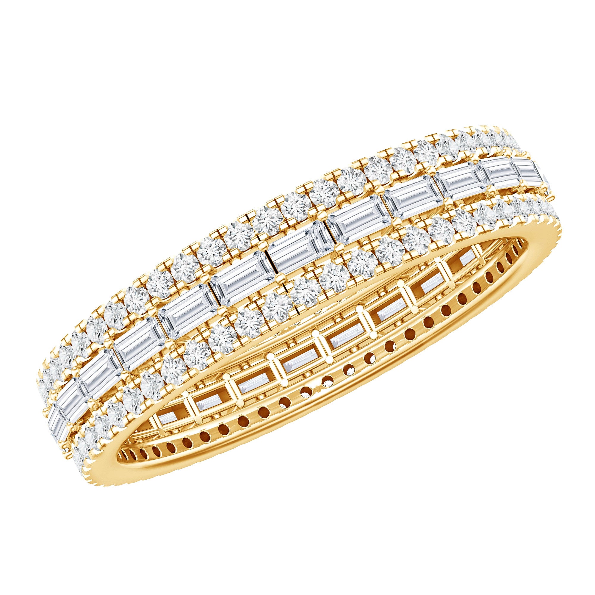 Certified Baguette Moissanite Eternity Wedding Band for Women D-VS1 - Rosec Jewels